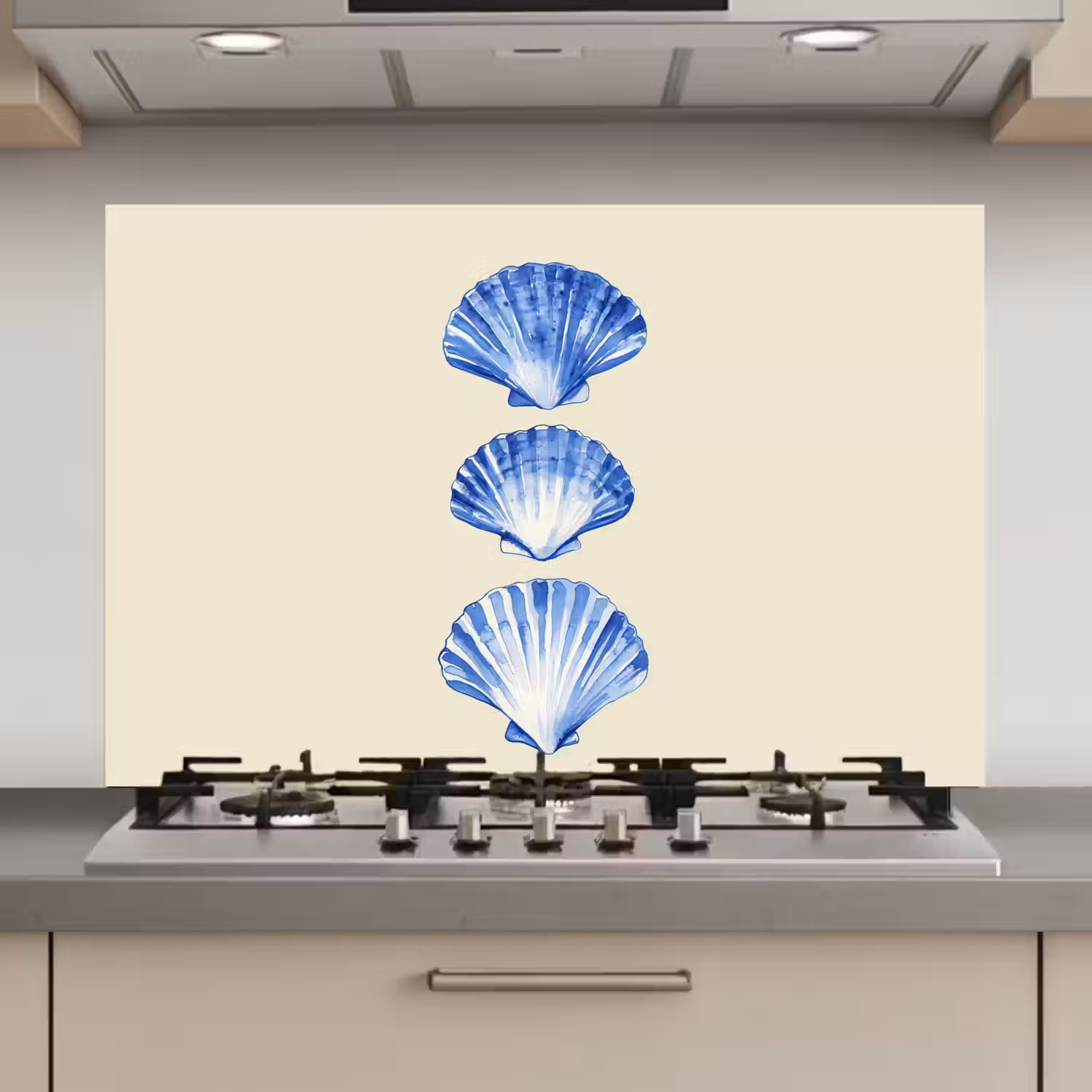 Schelpen - Blauw - Beige keuken achterwand spatscherm klein -3d_website