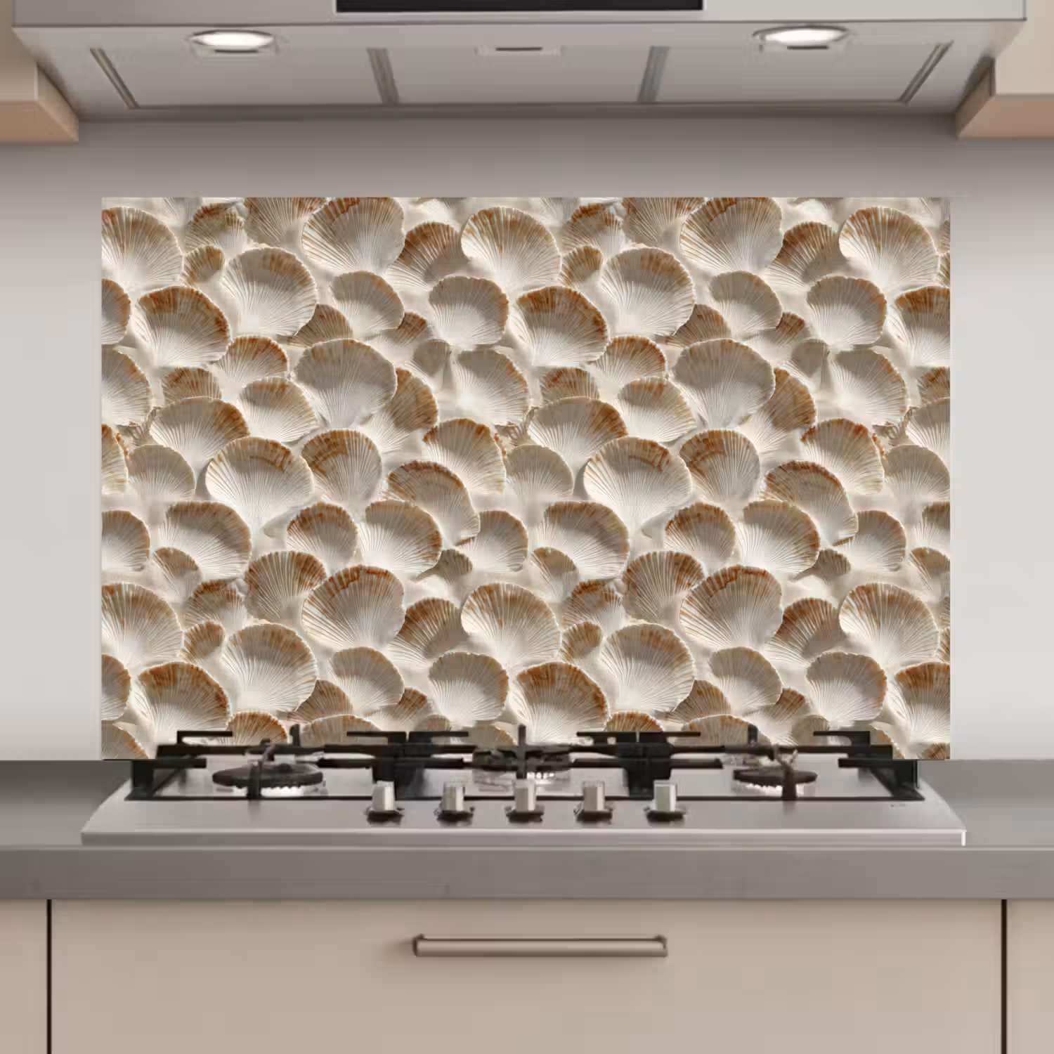 Schelpen - Waaiervorm - Wit keuken achterwand spatscherm klein 900 -3d_website