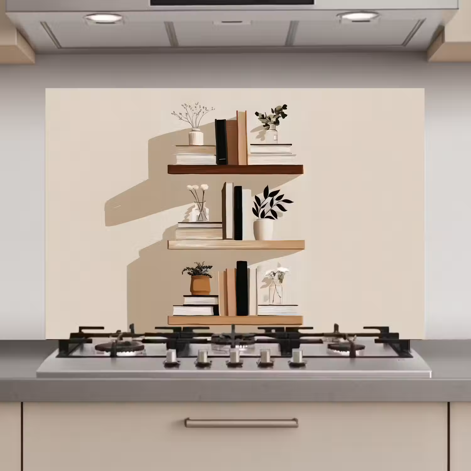 Plankjes - Boeken - Vaasjes - Planten keuken achterwand spatscherm klein -3d_website