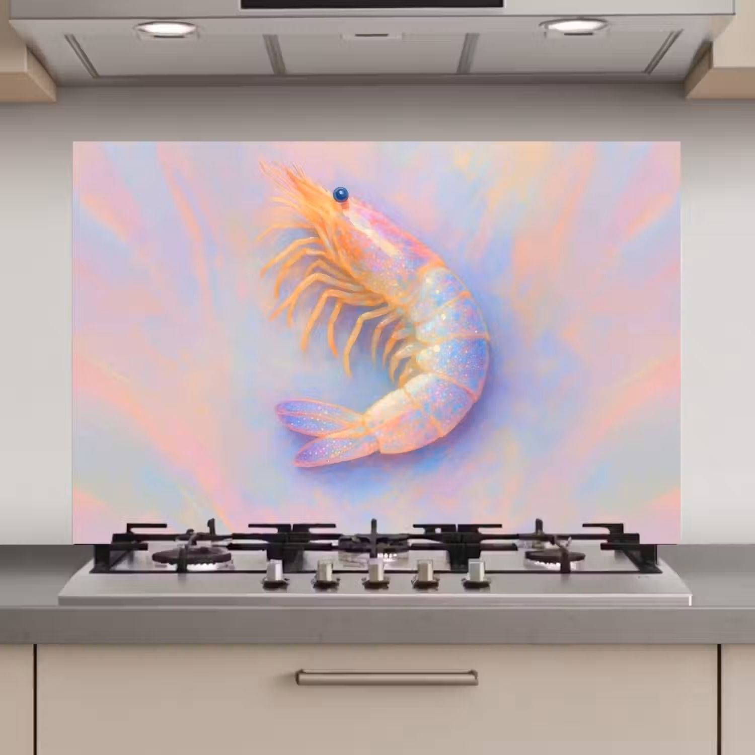 Garnaal - Subtiele structuur - Blauw - Roze keuken achterwand spatscherm klein -3d_website