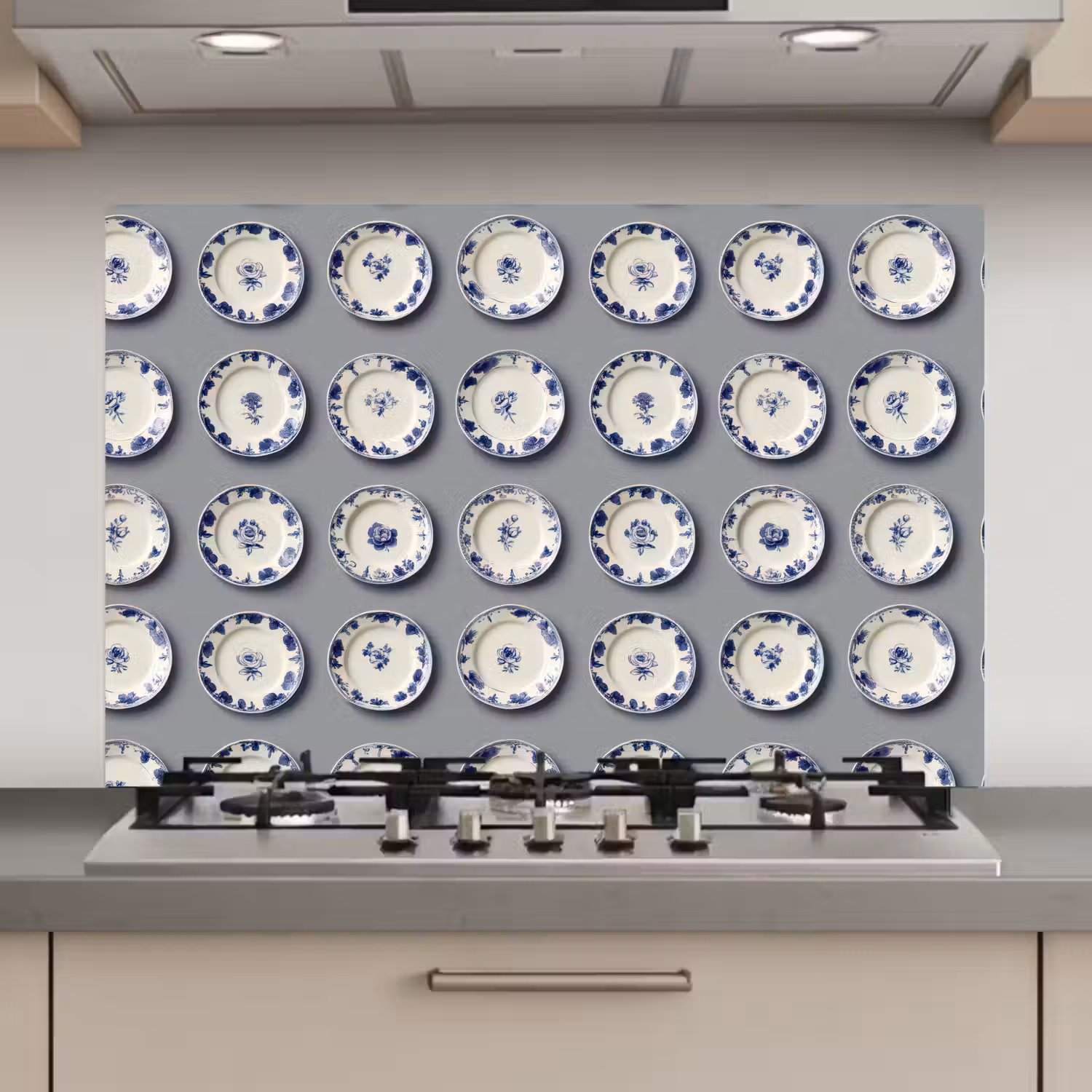 Borden - Bloemen - Blauw - Wit keuken achterwand spatscherm klein 900 -3d_website