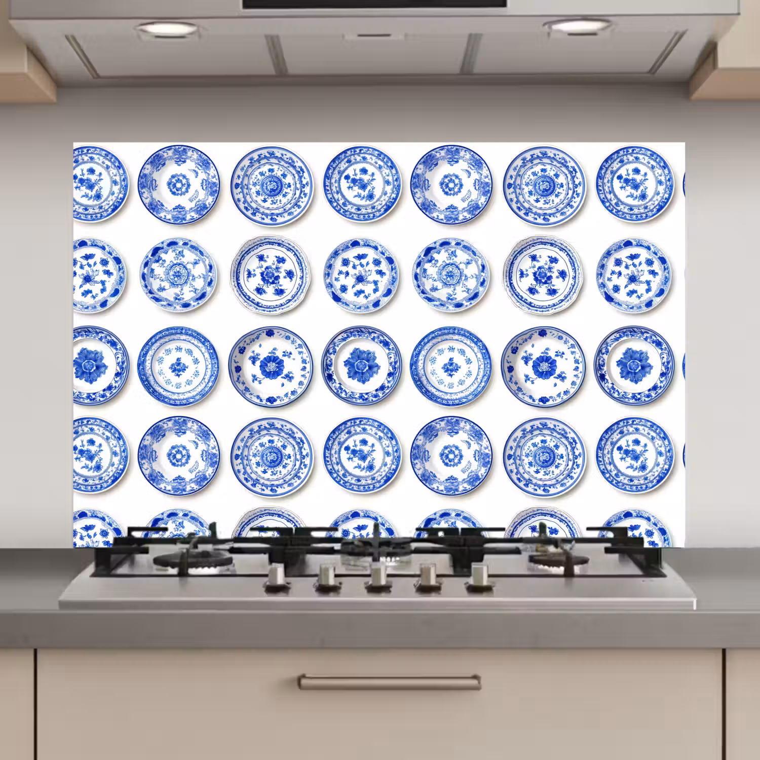 Borden - Bloemen - Patroon - Blauw keuken achterwand spatscherm klein 900 -3d_website