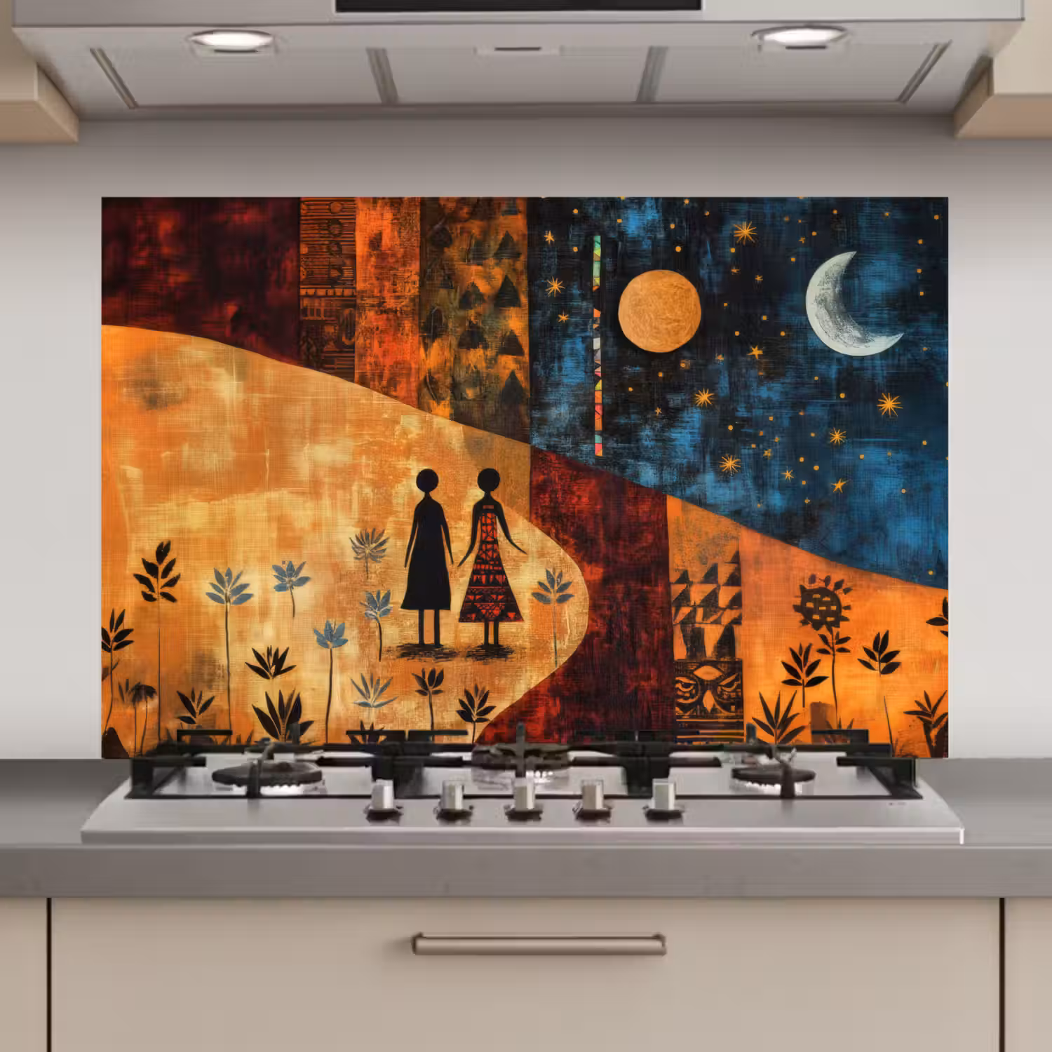 Silhouetten - Abstract - Zon - Maan keuken achterwand spatscherm klein -3d_website
