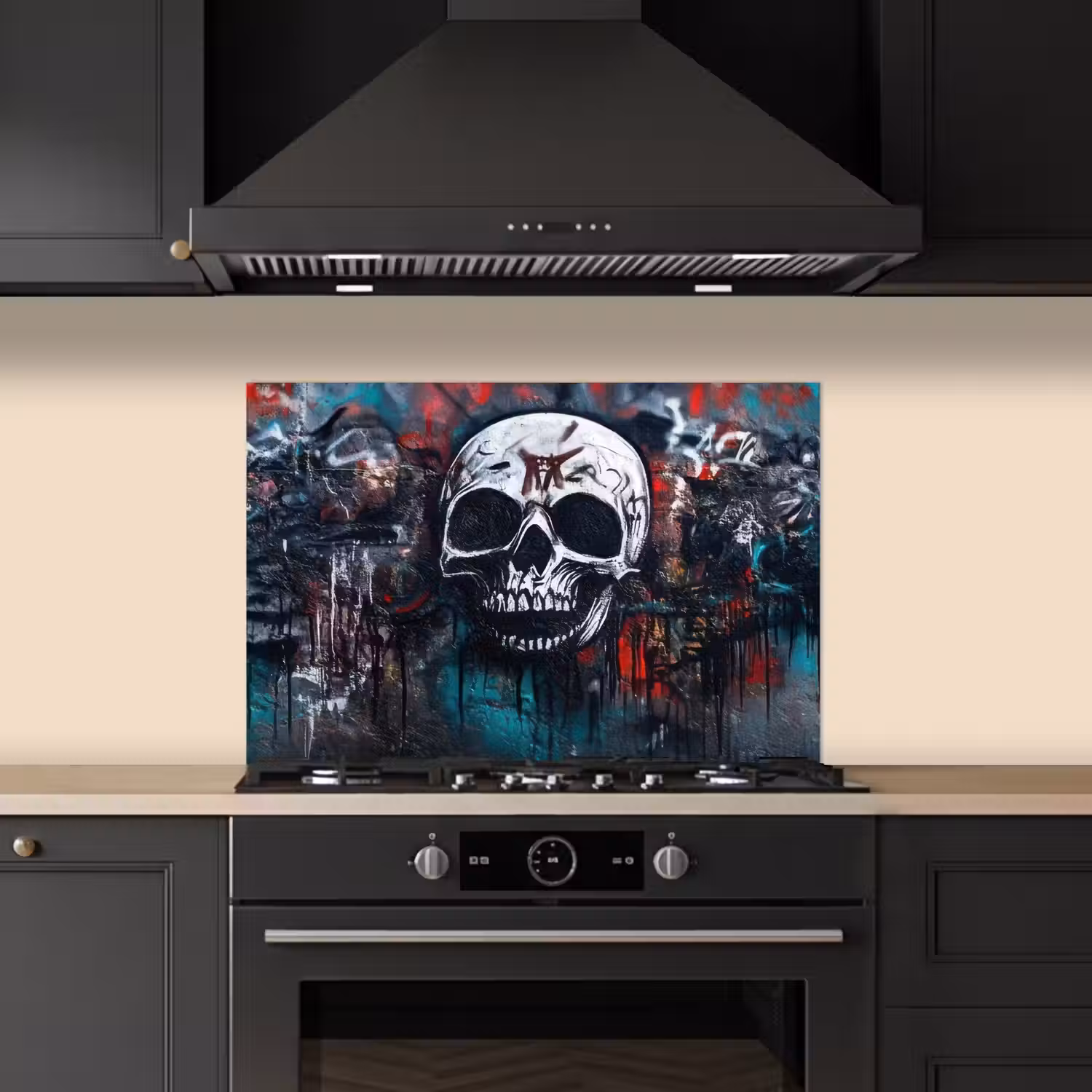Schedels - Graffiti - Abstract keuken achterwand spatscherm klein -sfeer1