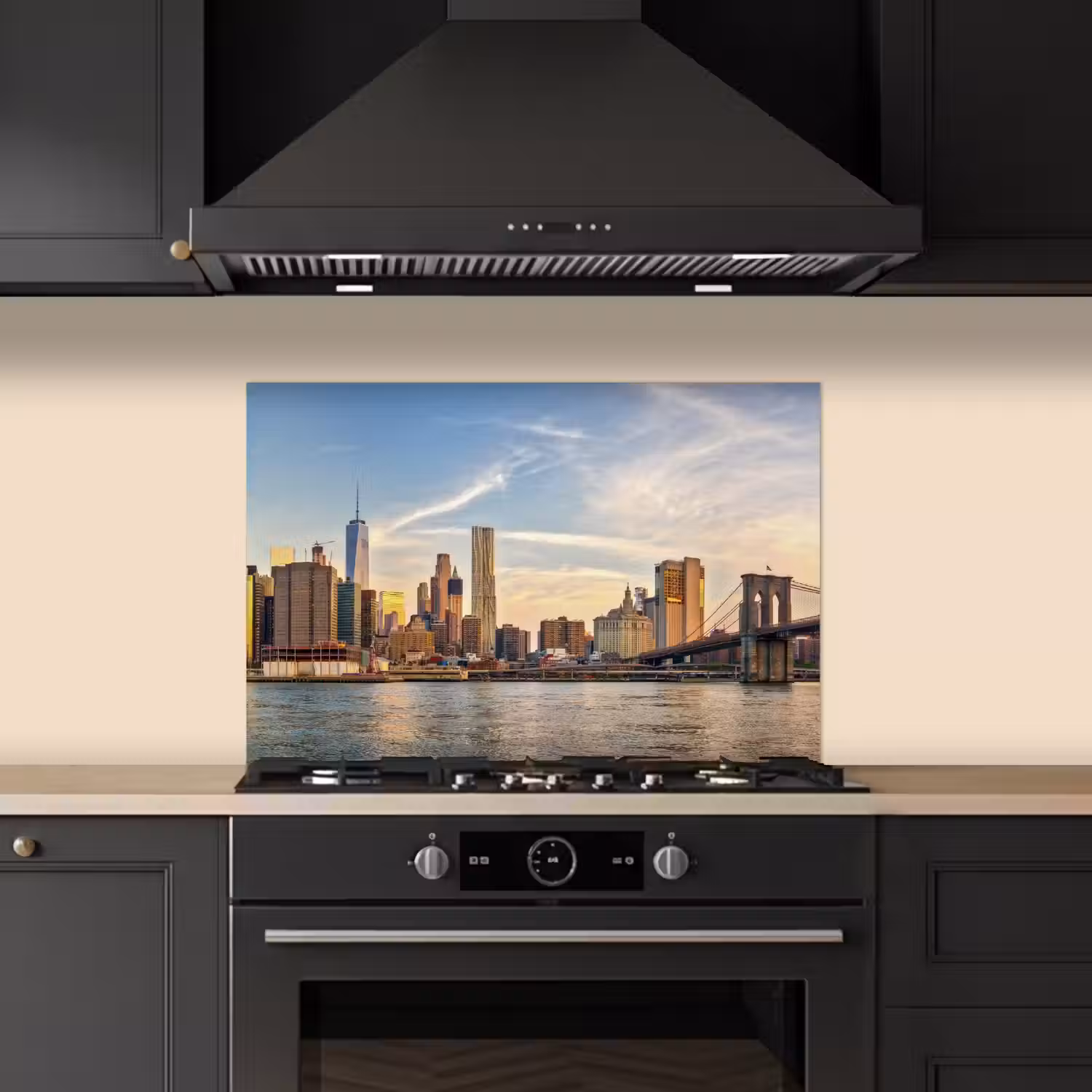 Skyline - New York - Brug - Wolkenkrabbers keuken achterwand spatscherm klein -sfeer1