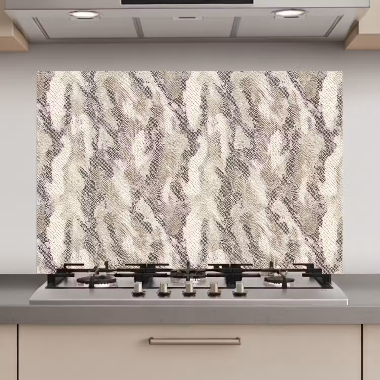 Slang - Patroon - Taupe keuken achterwand spatscherm klein 900 -3d_website