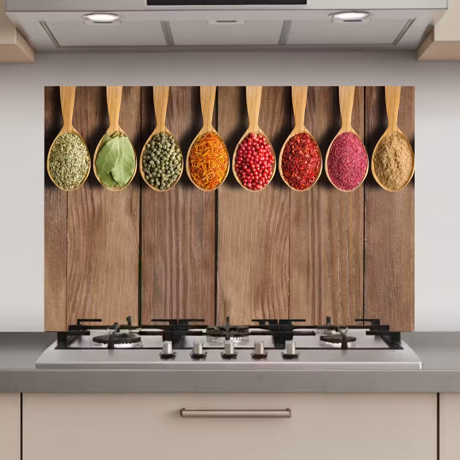 Lepels - Kruiden - Hout keuken achterwand spatscherm klein -3d_website