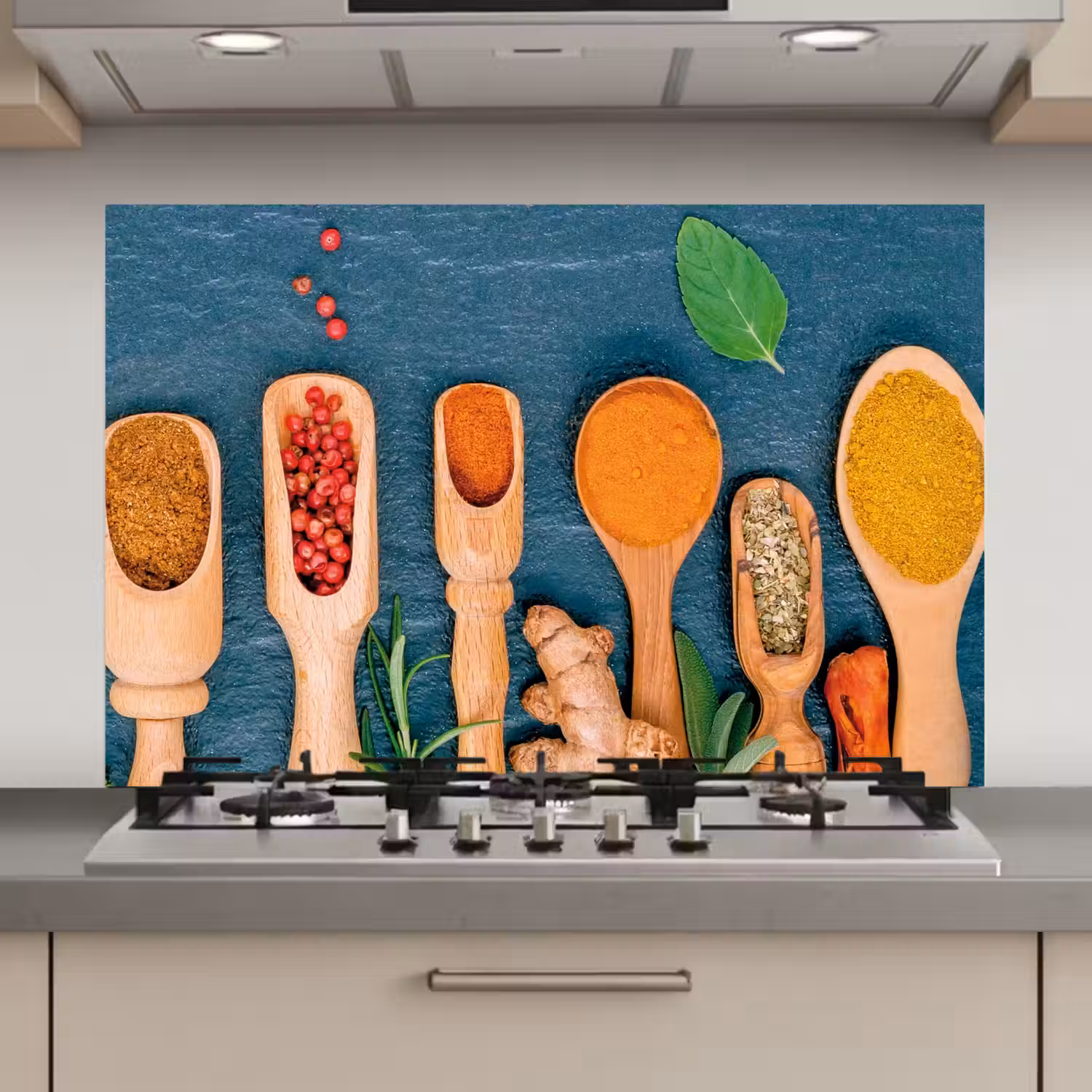 Lepels - Hout - Kruiden - Specerijen keuken achterwand spatscherm klein -3d_website