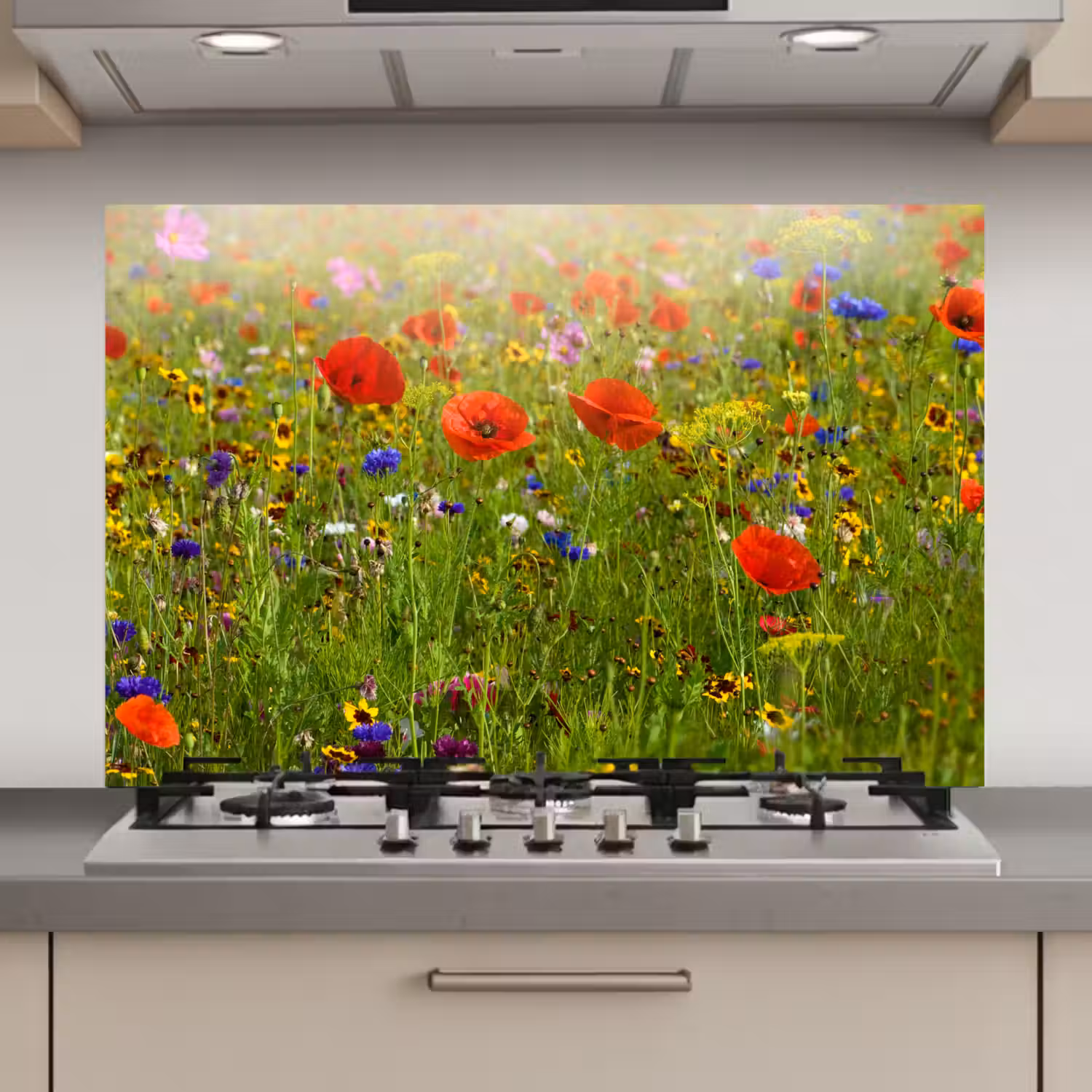 Lente - Bloemen - Rood - Klaproos - Gras - Groen keuken achterwand spatscherm klein -3d_website