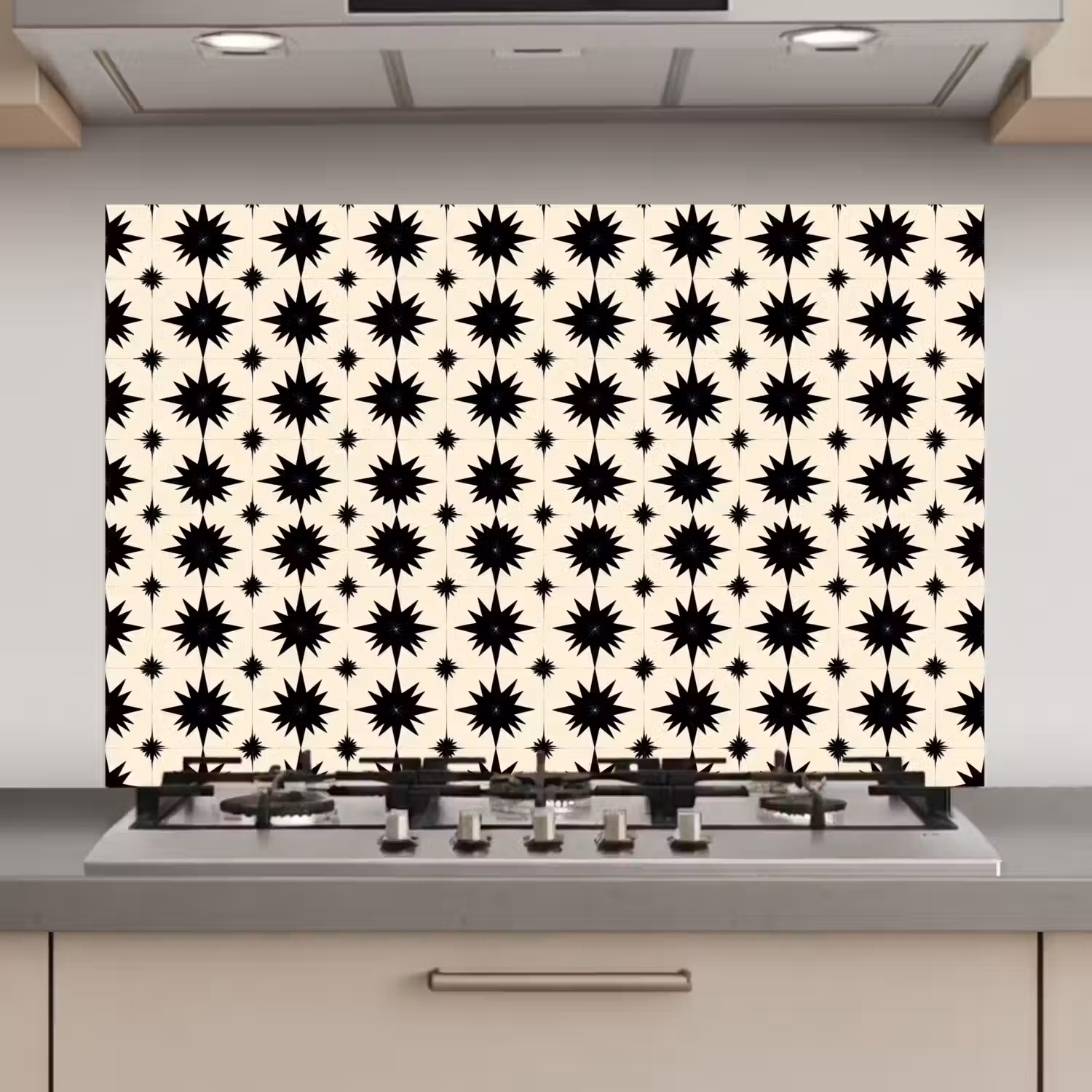 Stervormen - Geometrisch - Zwart keuken achterwand spatscherm klein 900 -3d_website