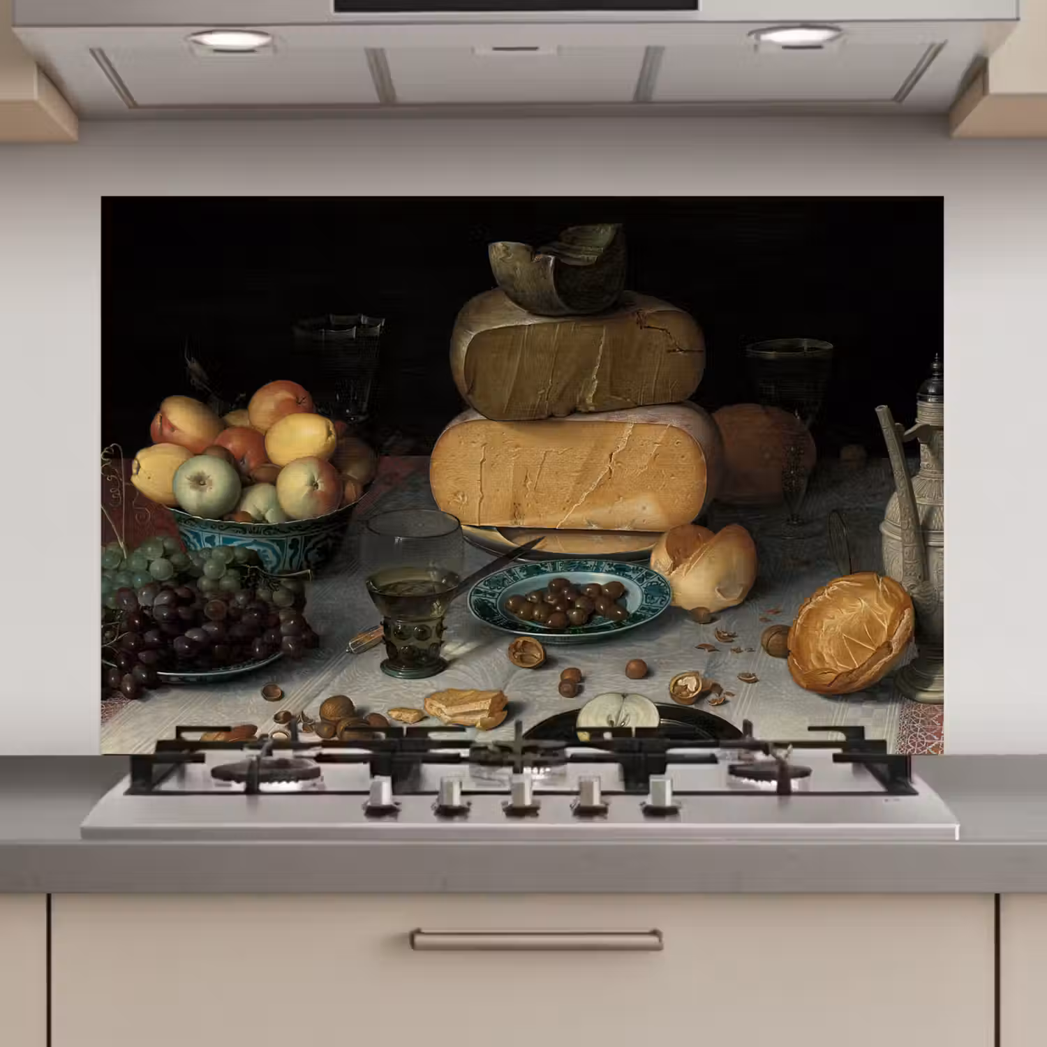 Stilleven met kazen - Schilderij van Floris Claesz. van Dijck keuken achterwand spatscherm klein -3d_website