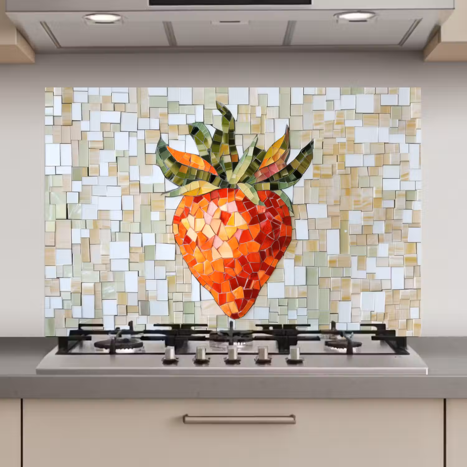 Aardbei - Rood - Mozaïek - Fruit keuken achterwand spatscherm klein -3d_website