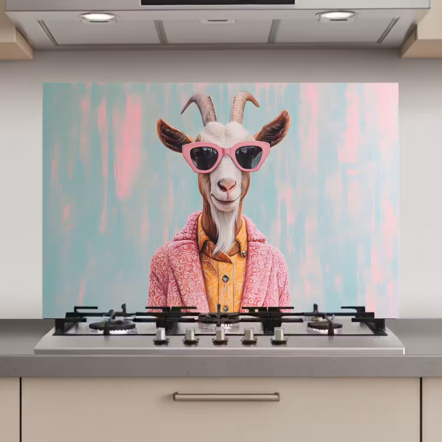 Zonnebril - Roze - Geit - Horen keuken achterwand spatscherm klein -3d_website