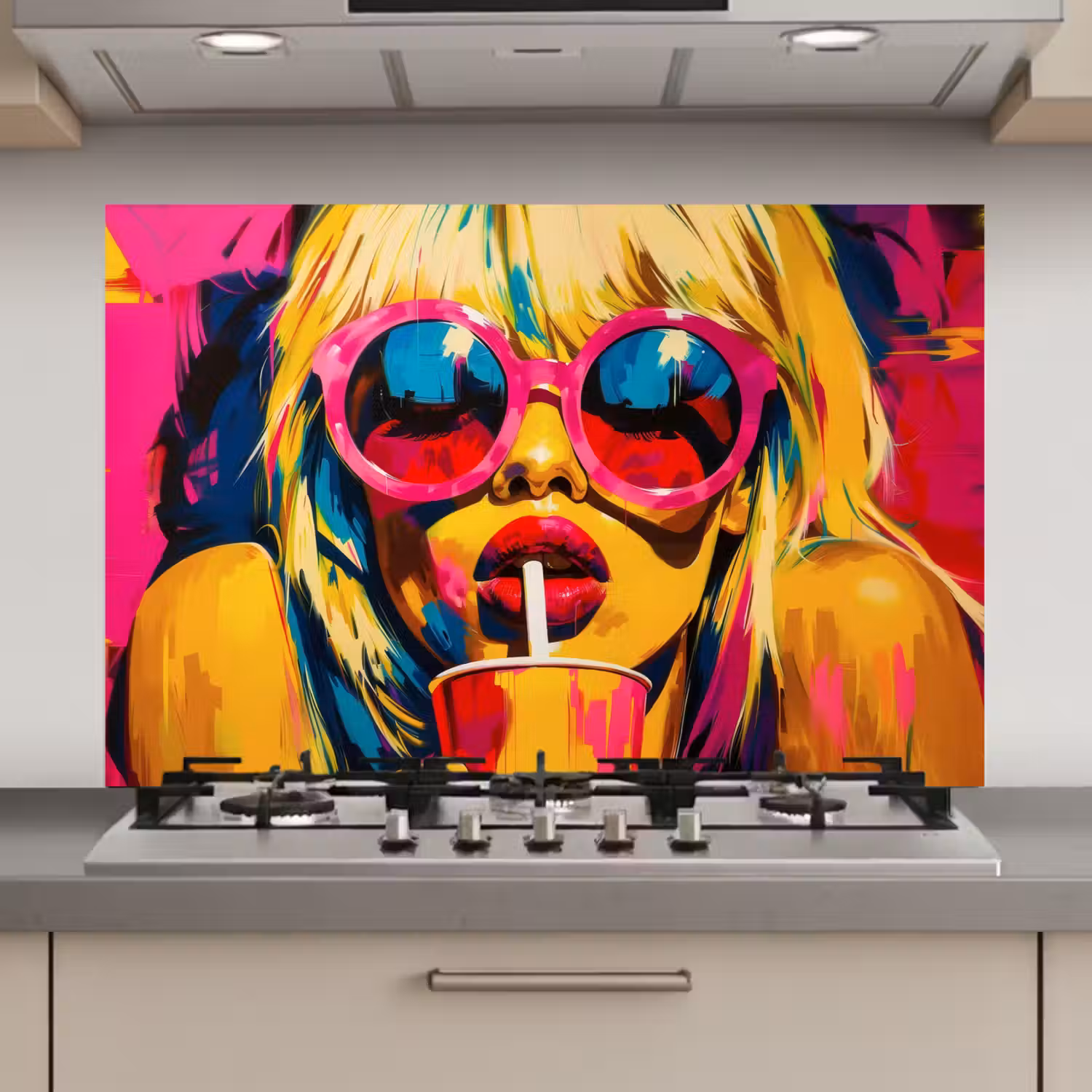 Zonnebril - Roze - Vrouw - Rietje keuken achterwand spatscherm klein -3d_website