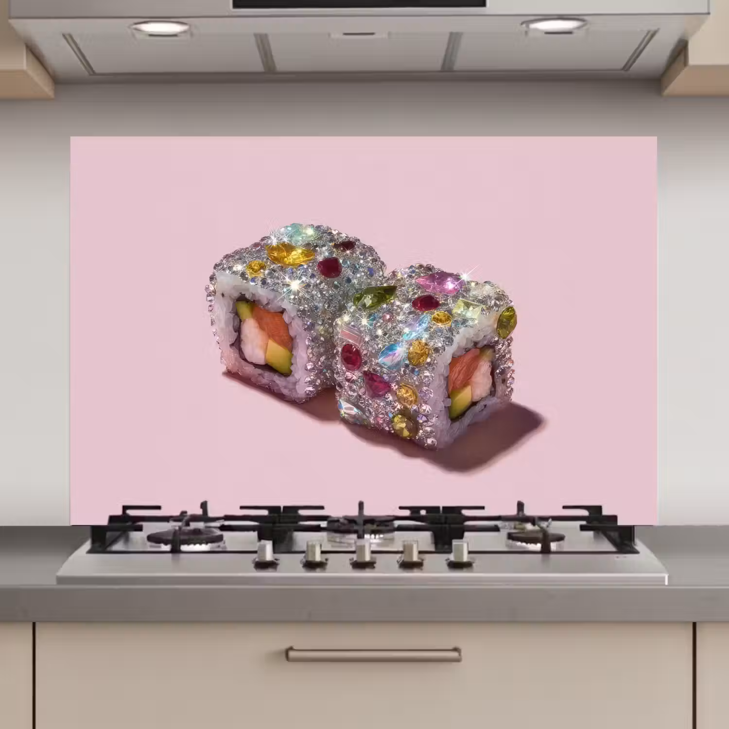 Sushi - Rolletjes - Steentjes - Kleurrijk keuken achterwand spatscherm klein -3d_website