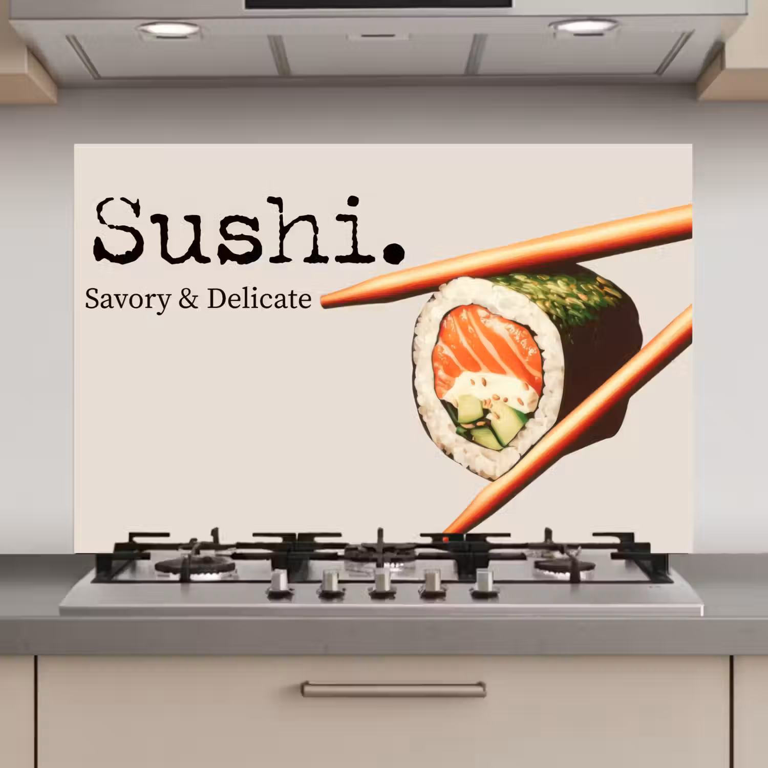 Sushi - Zalm - Rijst - Japans keuken achterwand spatscherm klein -3d_website