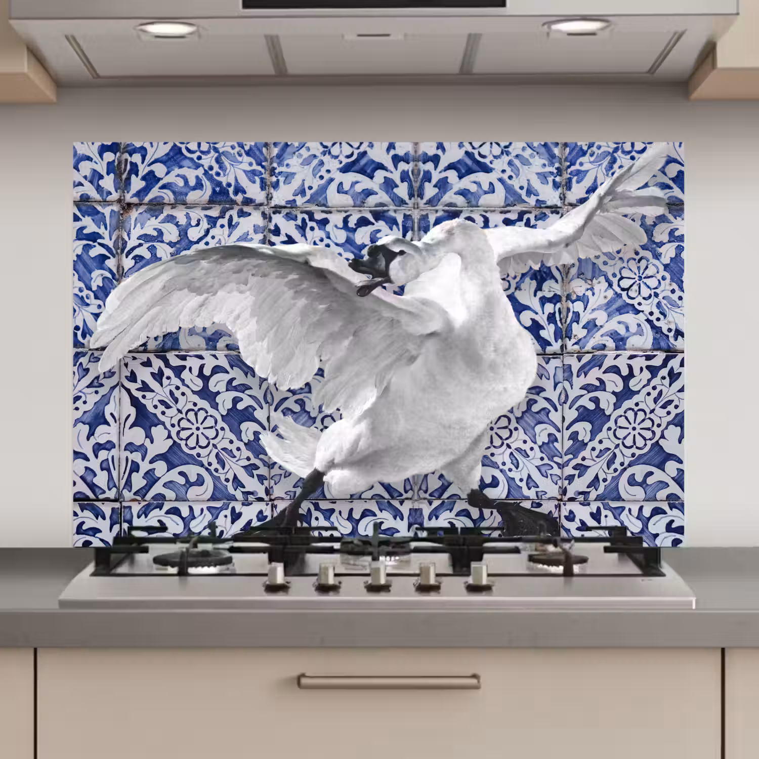 Zwaan - Kunst - Delfts blauw - Schilderij - Oude meesters keuken achterwand spatscherm klein -3d_website