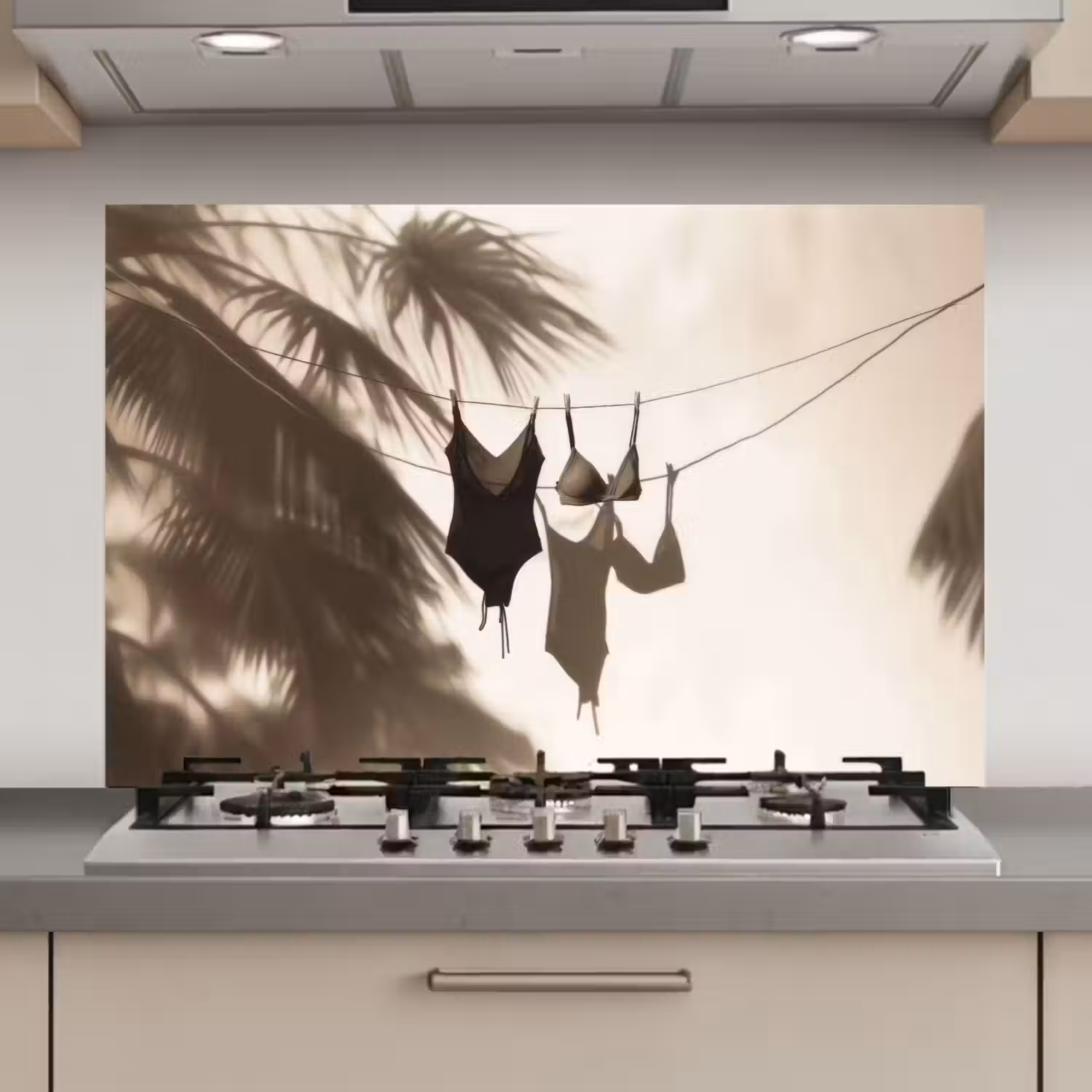 Badkleding - Palmbomen - Schaduw - Tropisch keuken achterwand spatscherm klein -3d_website