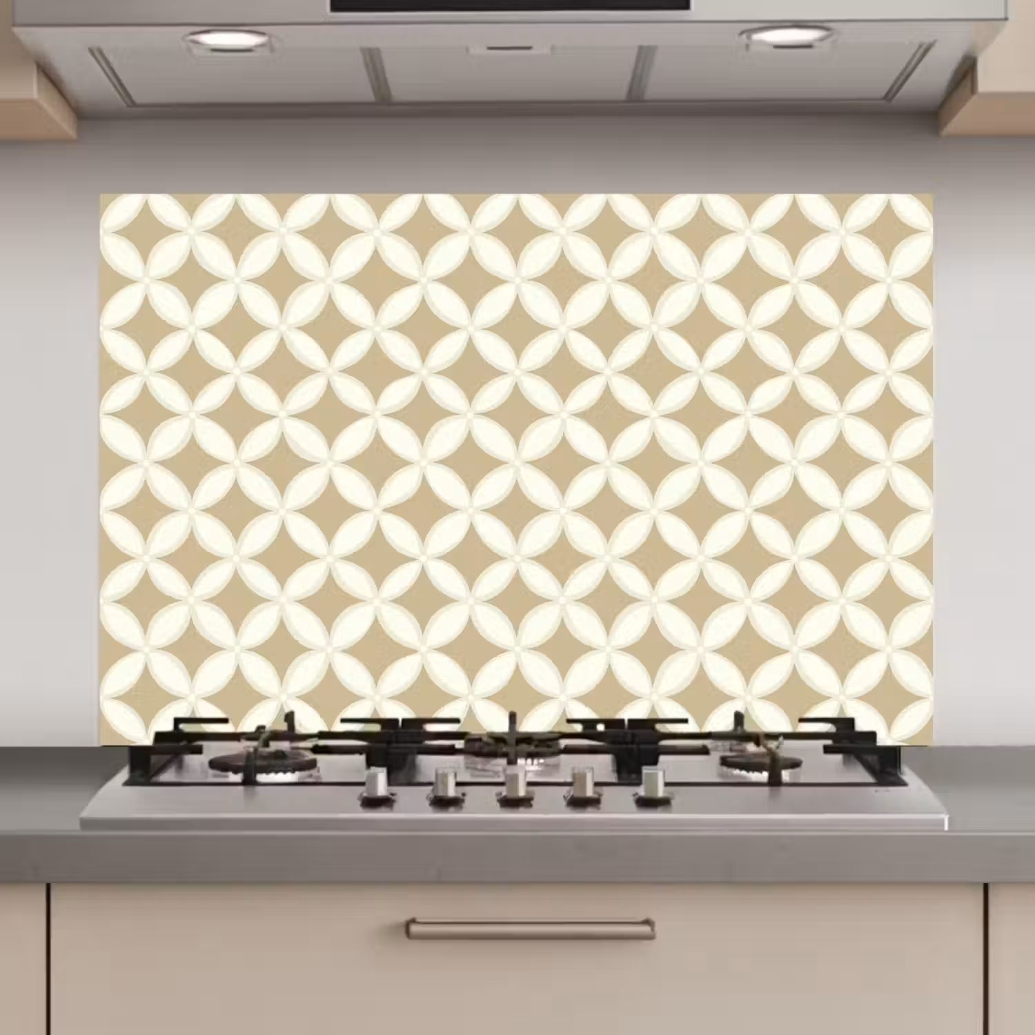 Symmetrisch - Motief - Beige keuken achterwand spatscherm klein 900 -3d_website