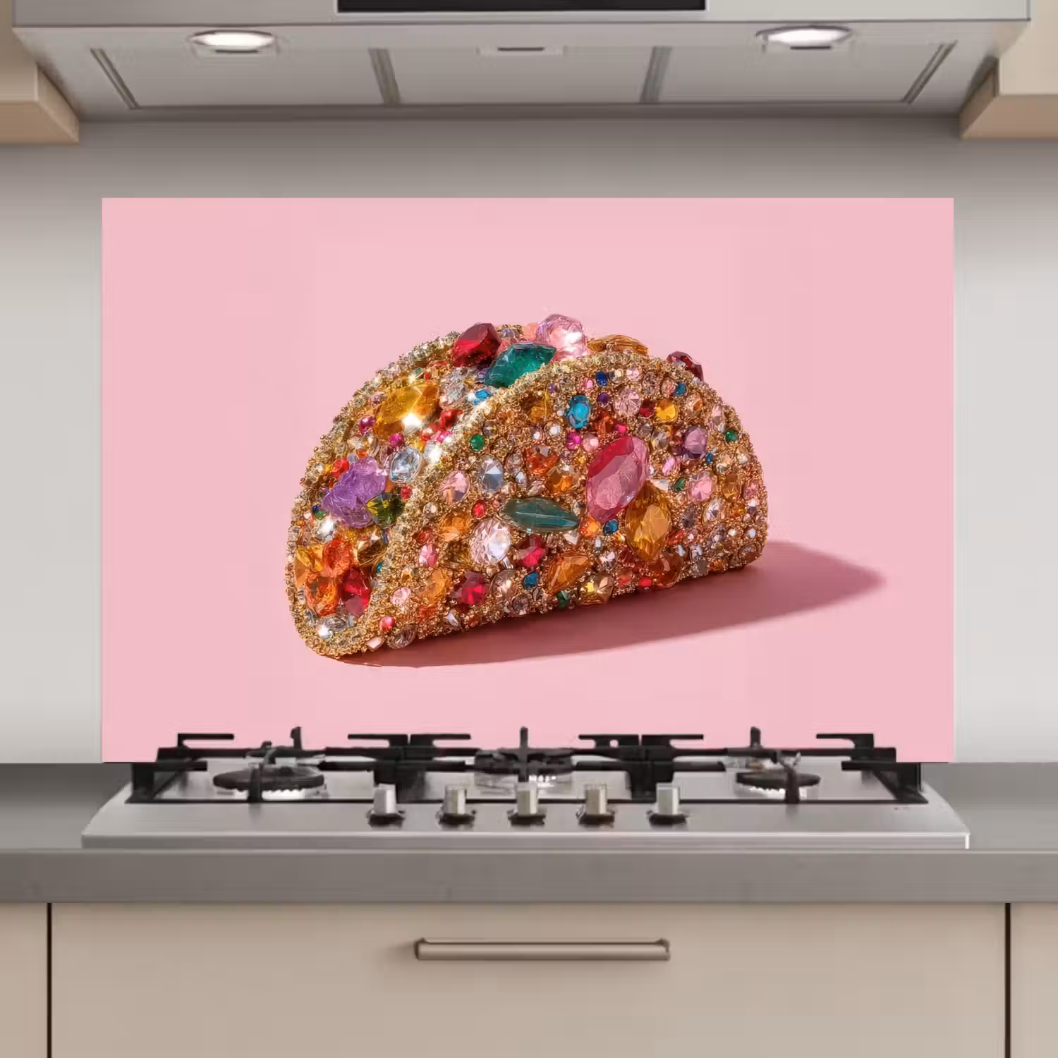 Taco - Kleurrijk - Edelstenen - Goud keuken achterwand spatscherm klein -3d_website