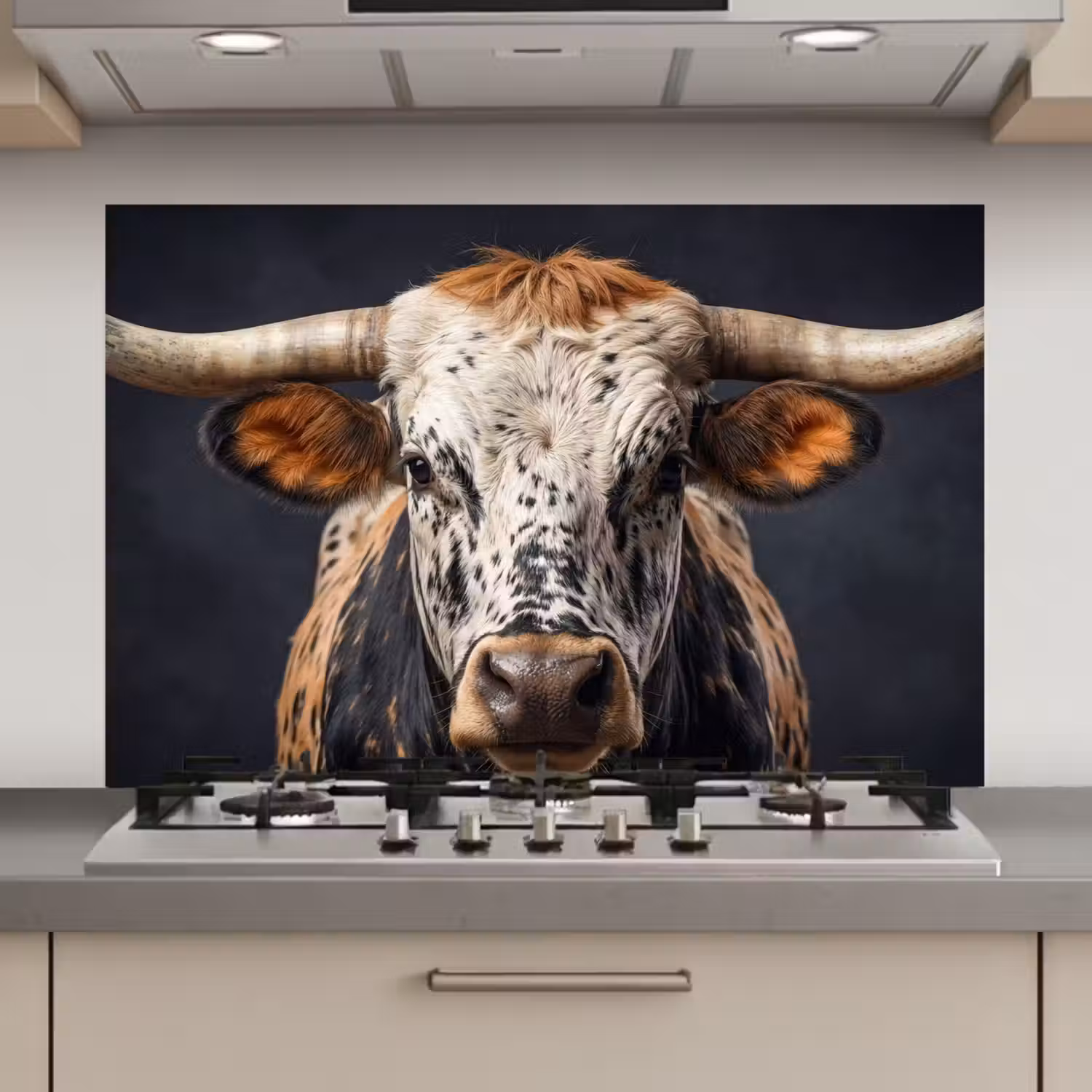 Stier - Kleurrijk - Hoorns keuken achterwand spatscherm klein -3d_website