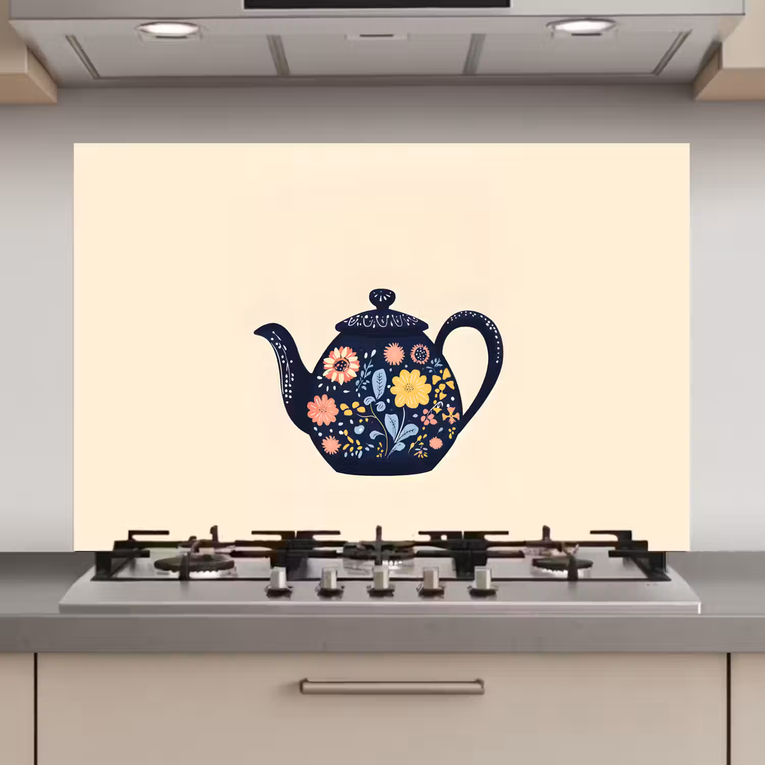 Theepot - Kleurrijk - Bloemen keuken achterwand spatscherm klein -3d_website