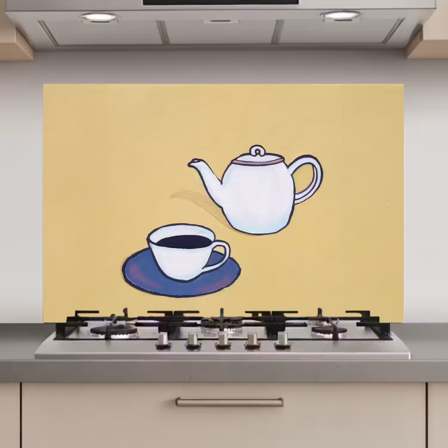 Theepot - Kopje - Beige - Illustratie keuken achterwand spatscherm klein -3d_website