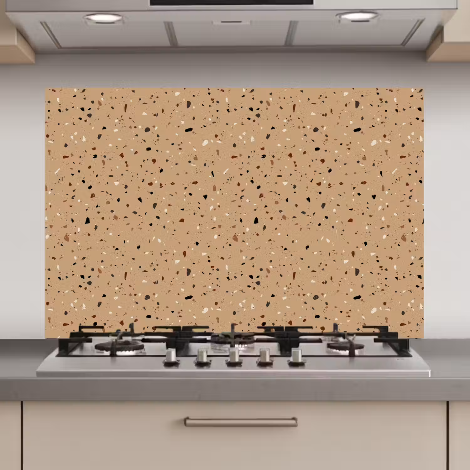 Terrazzo - Patroon - Beige keuken achterwand spatscherm klein 900 -3d_website