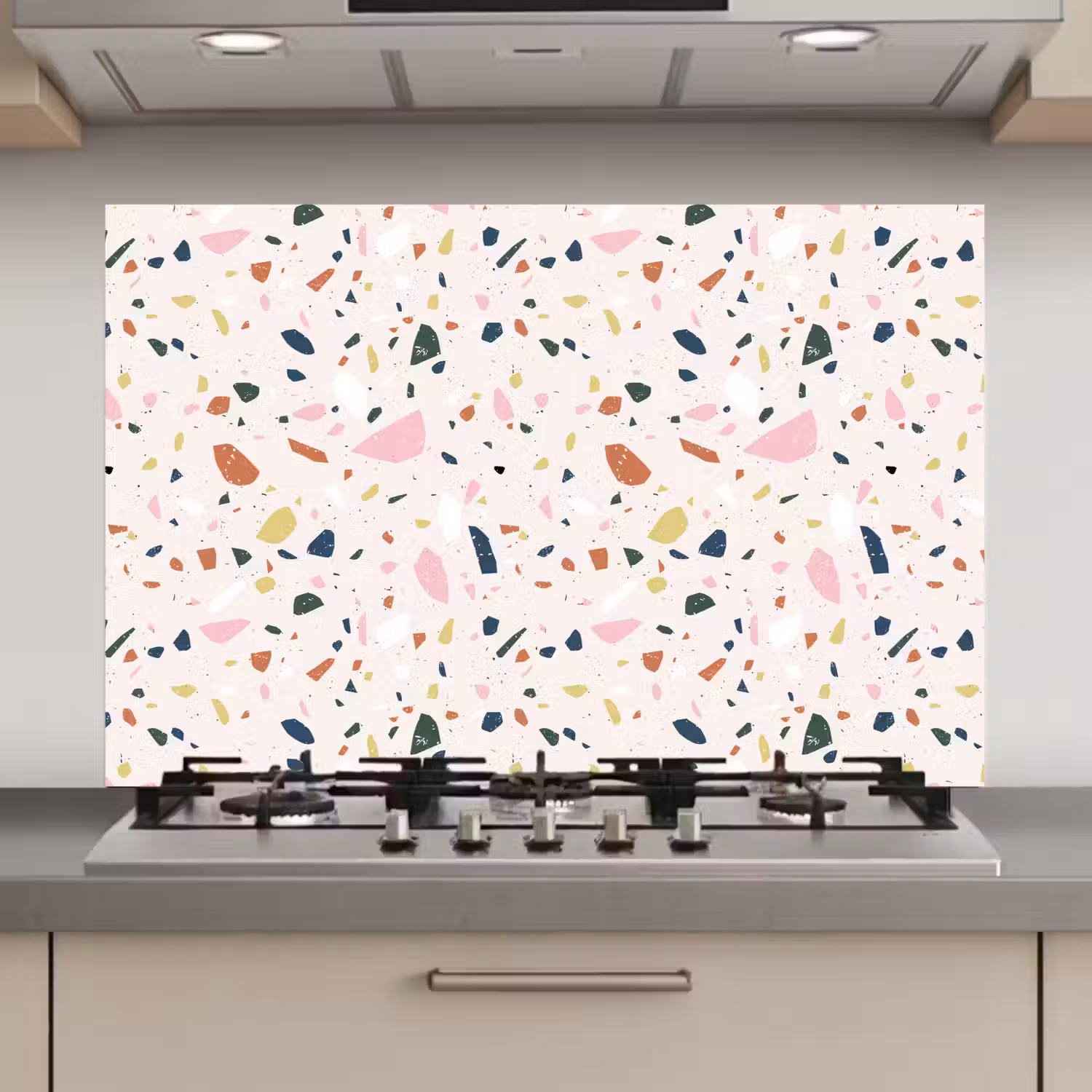 Terrazzo - Patroon - Kleurrijk keuken achterwand spatscherm klein 900 -3d_website