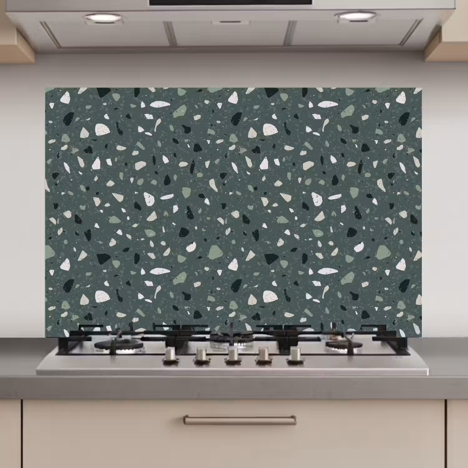 Terrazzo - Patroon - Kleurrijk - Groen keuken achterwand spatscherm klein 900 -3d_website
