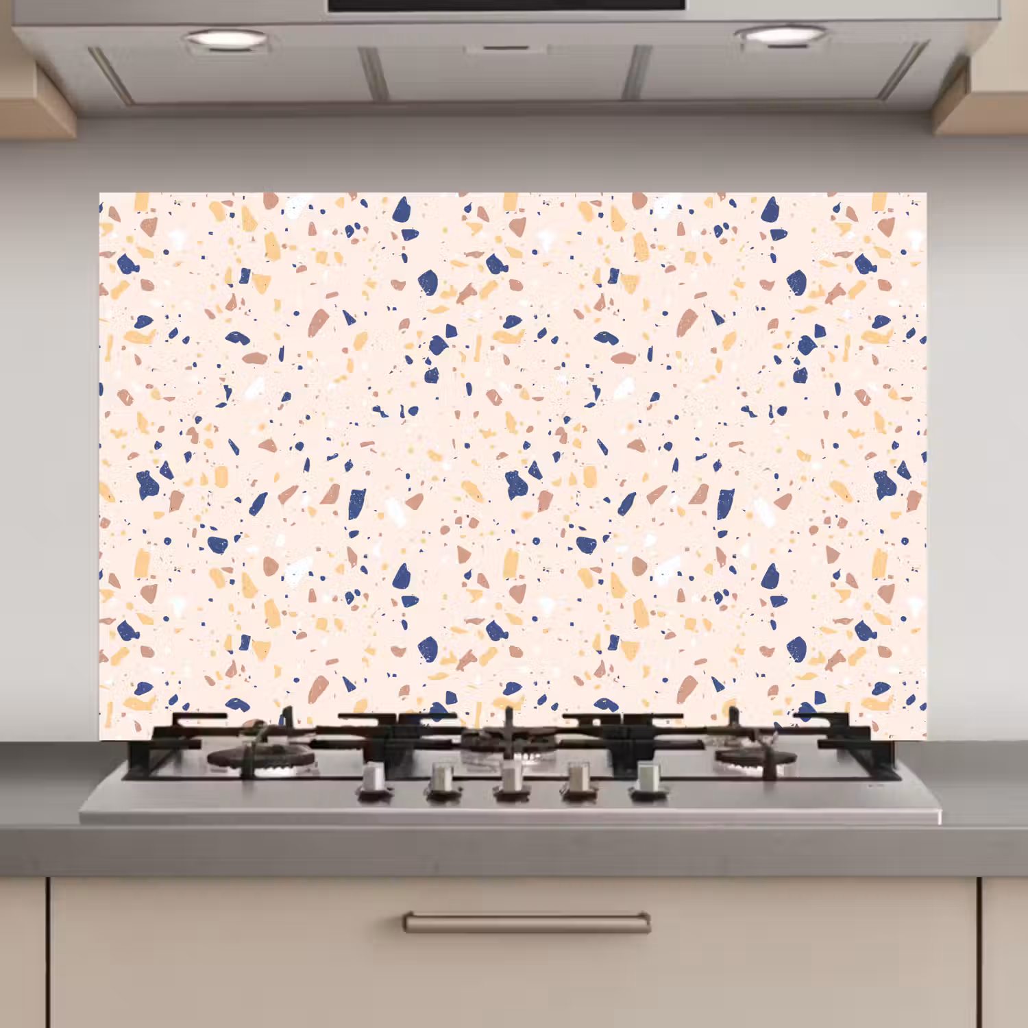 Terrazzo - Patroon - Kleurrijk - Indigo keuken achterwand spatscherm klein 900 -3d_website