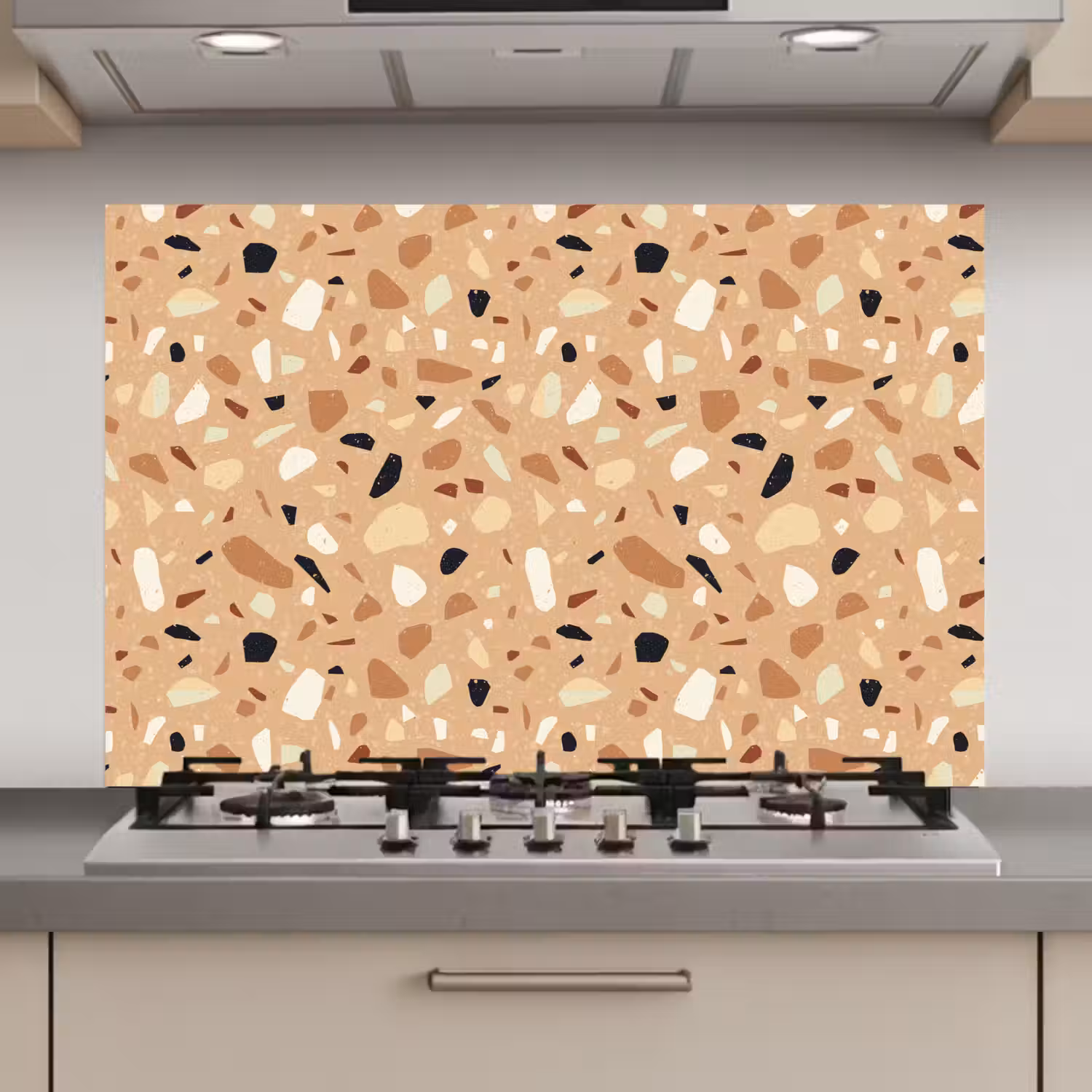 Terrazzo - Patroon - Kleurrijk - Oranje keuken achterwand spatscherm klein 900 -3d_website