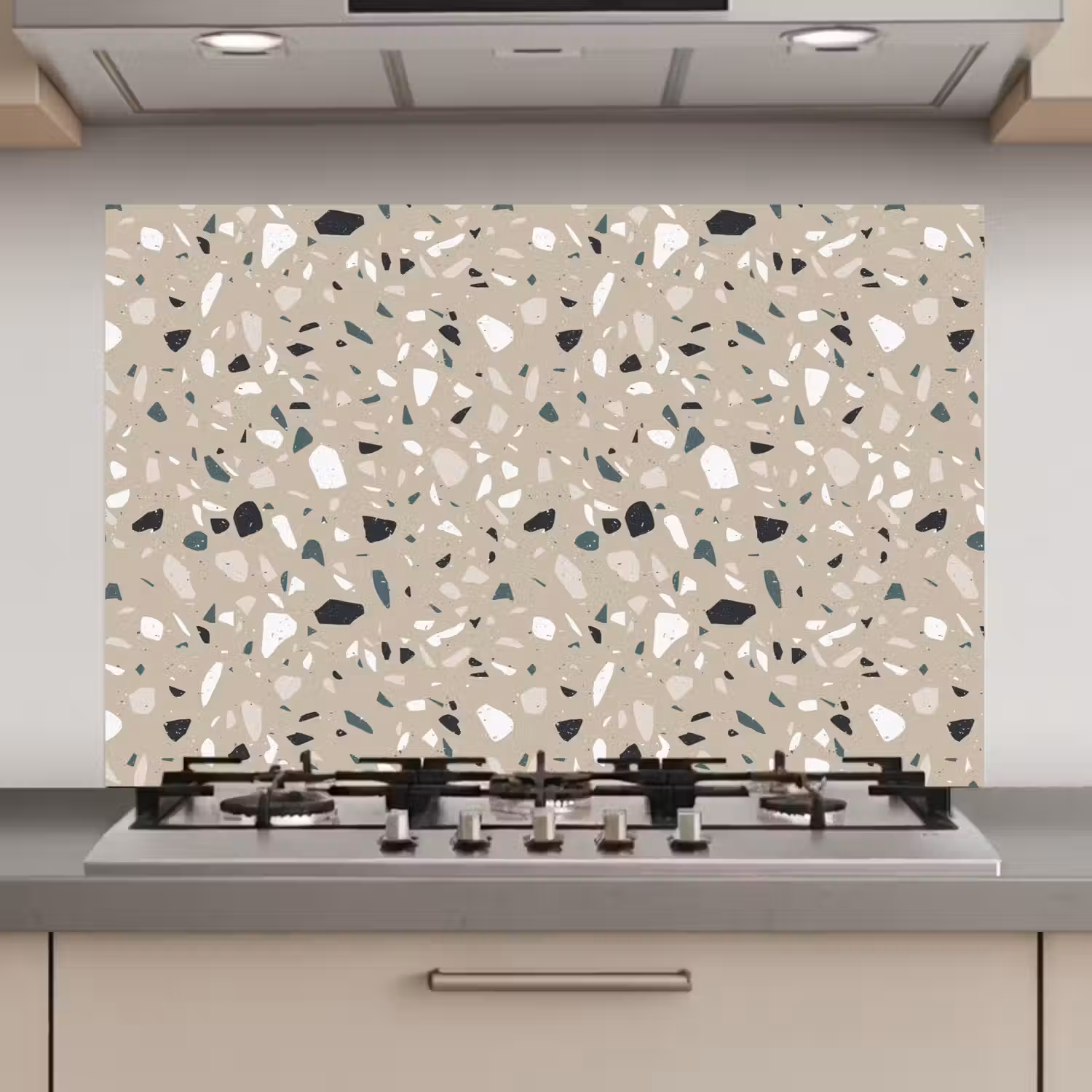 Terrazzo - Patroon - Groen keuken achterwand spatscherm klein 900 -3d_website