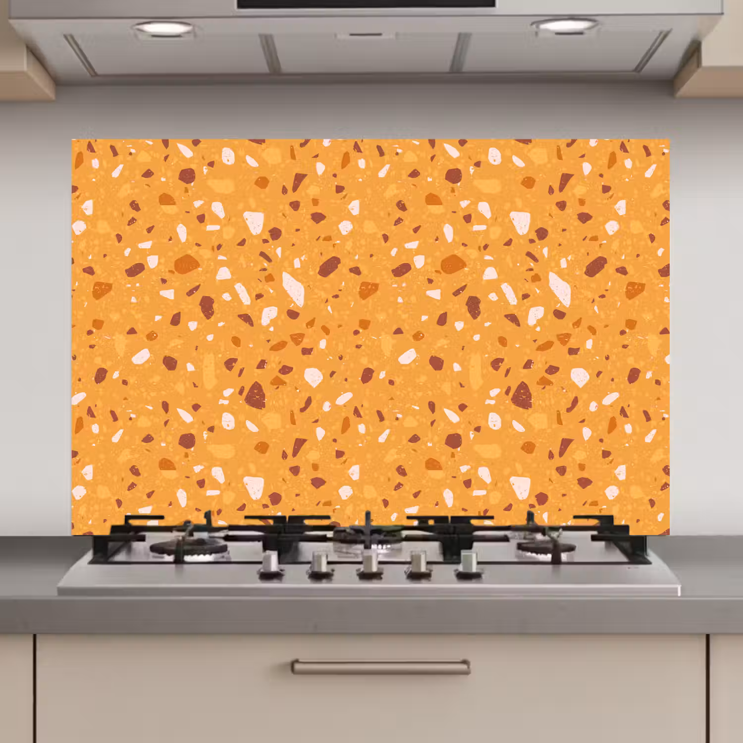 Terrazzo - Patroon - Okergeel keuken achterwand spatscherm klein 900 -3d_website