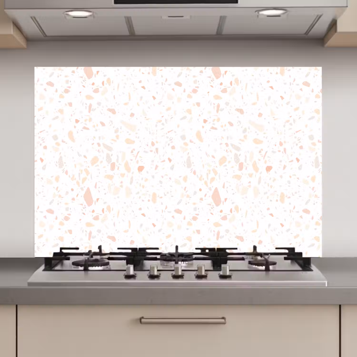 Terrazzo - Patroon - Wit - Perzik keuken achterwand spatscherm klein 900 -3d_website