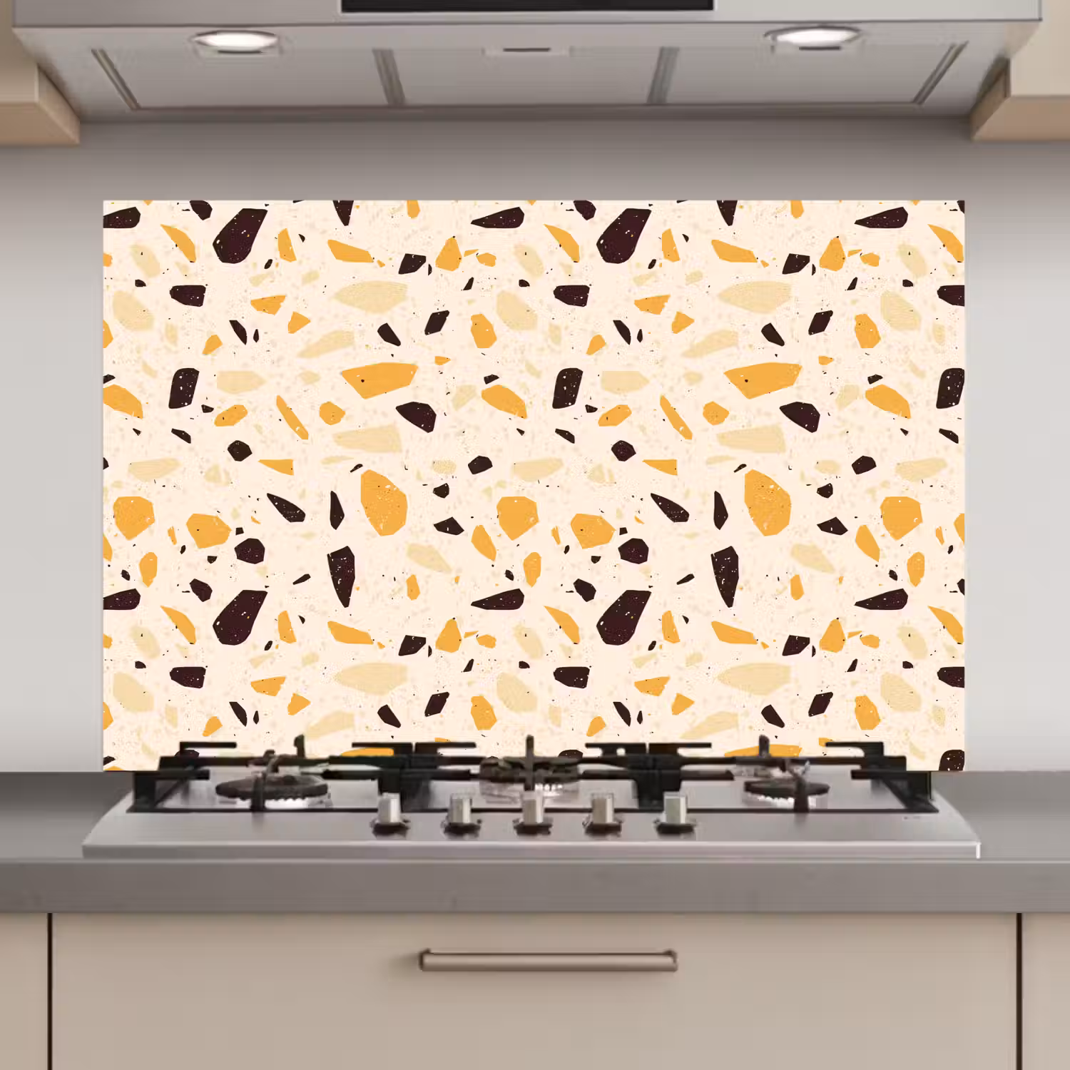 Terrazzo - Patroon - Geel - keuken achterwand spatscherm klein 900 -3d_website
