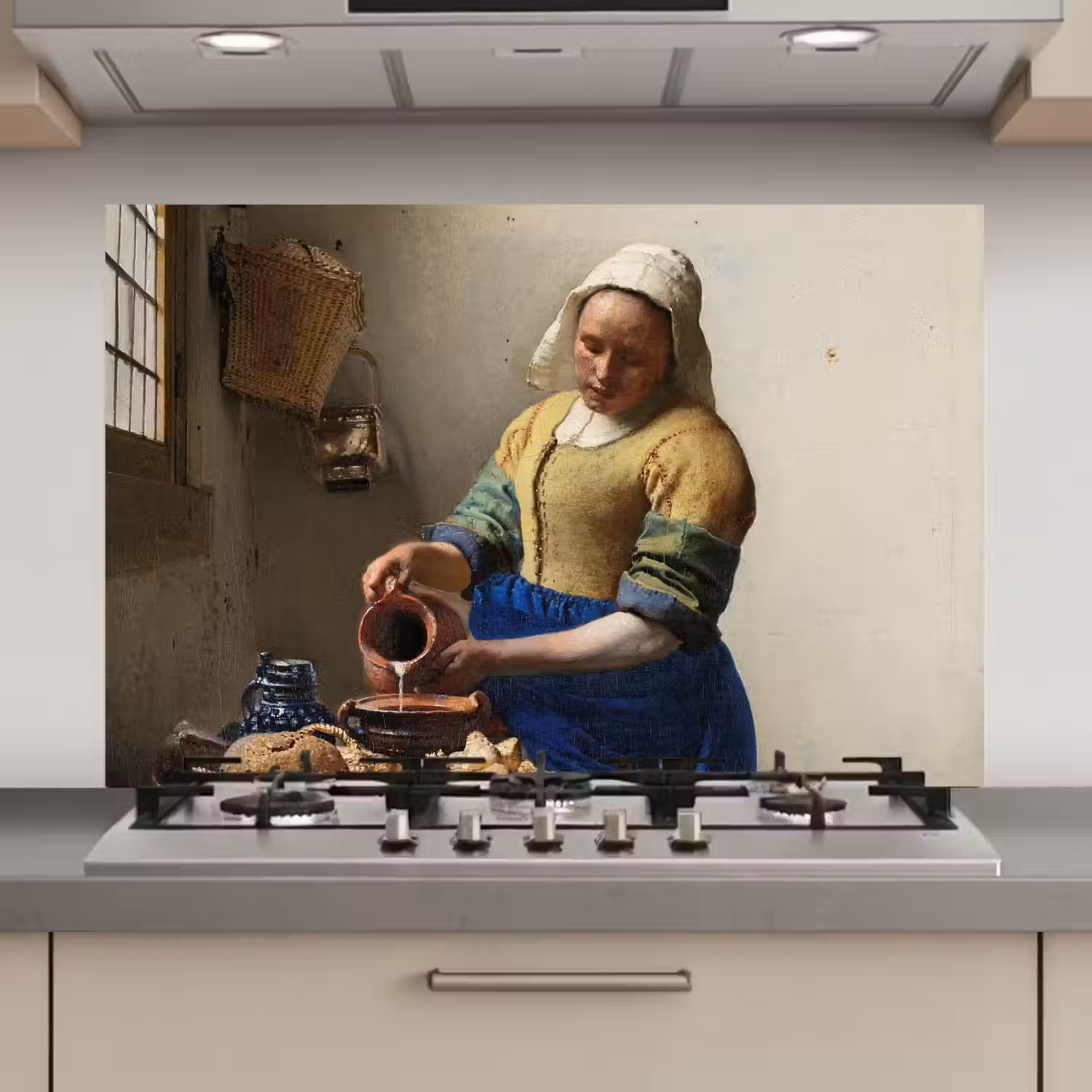 Het melkmeisje - Schilderij van Johannes Vermeer keuken achterwand spatscherm klein -3d_website