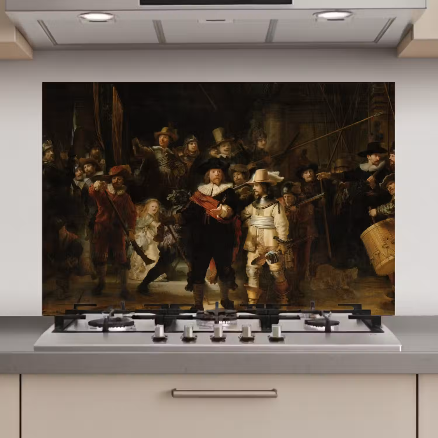 De Nachtwacht - Kunst - Oude meesters - Rembrandt keuken achterwand spatscherm klein -3d_website