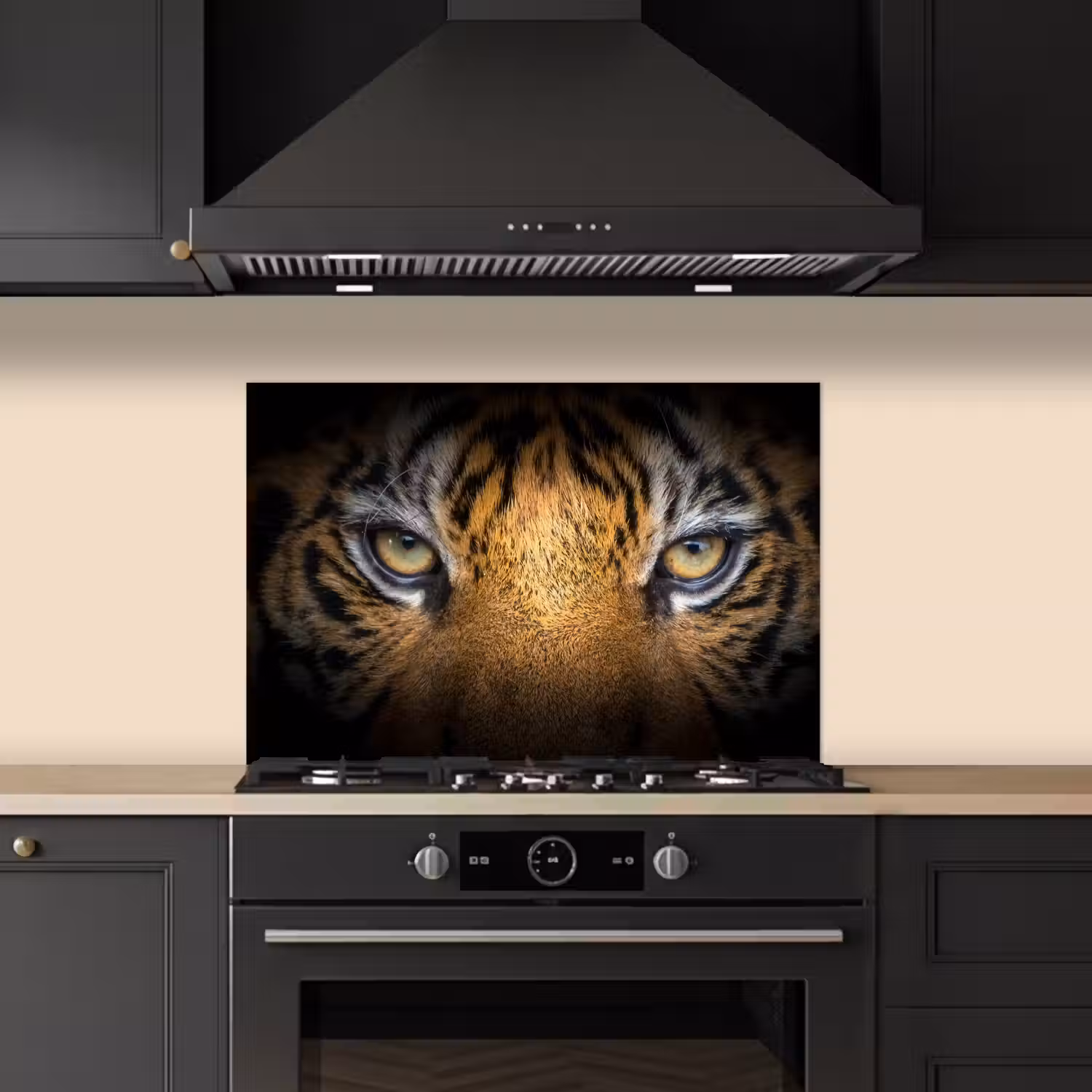 Tijger - Zwart - Dier keuken achterwand spatscherm klein -sfeer1