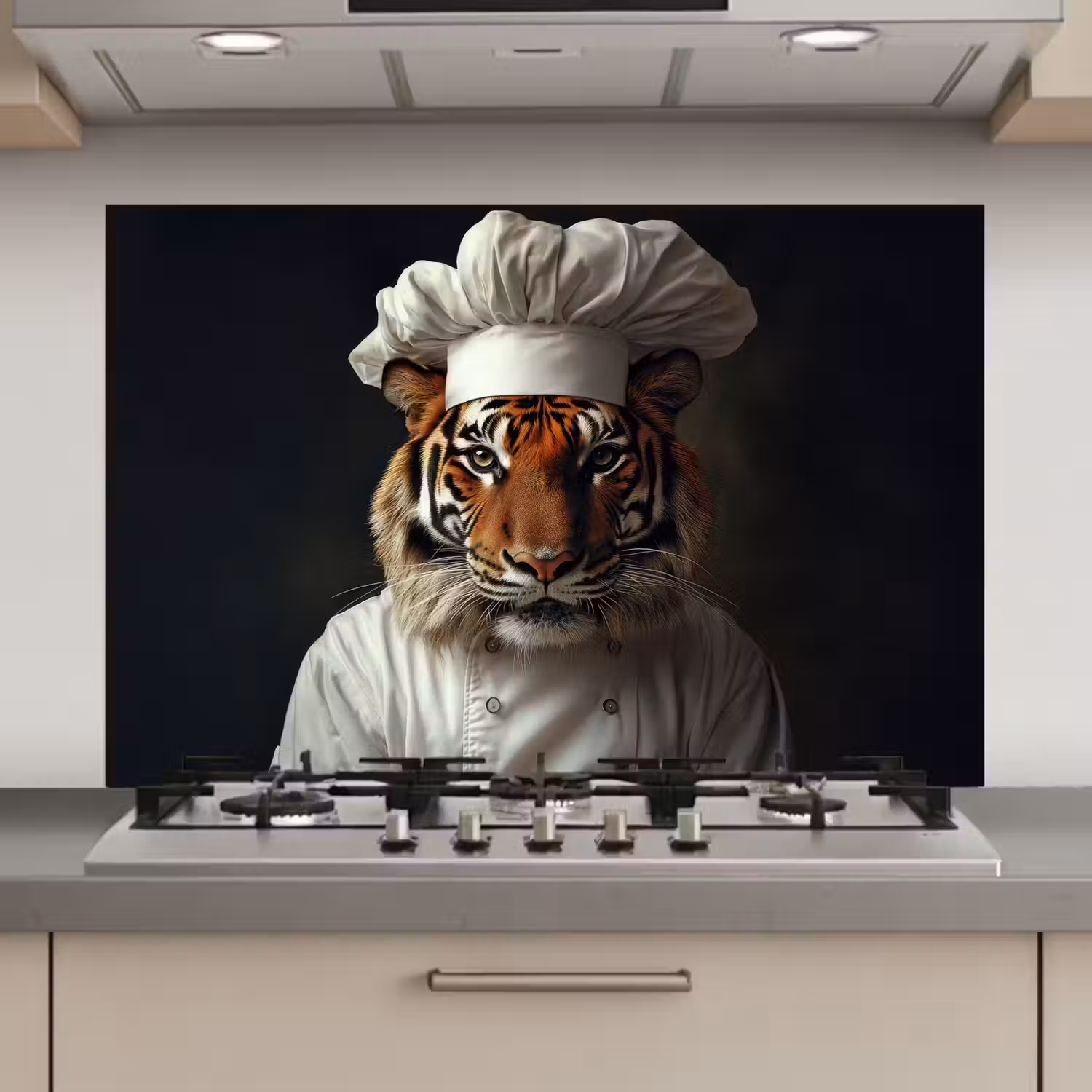 Tijger - Kokskleding - Bruin keuken achterwand spatscherm klein -3d_website