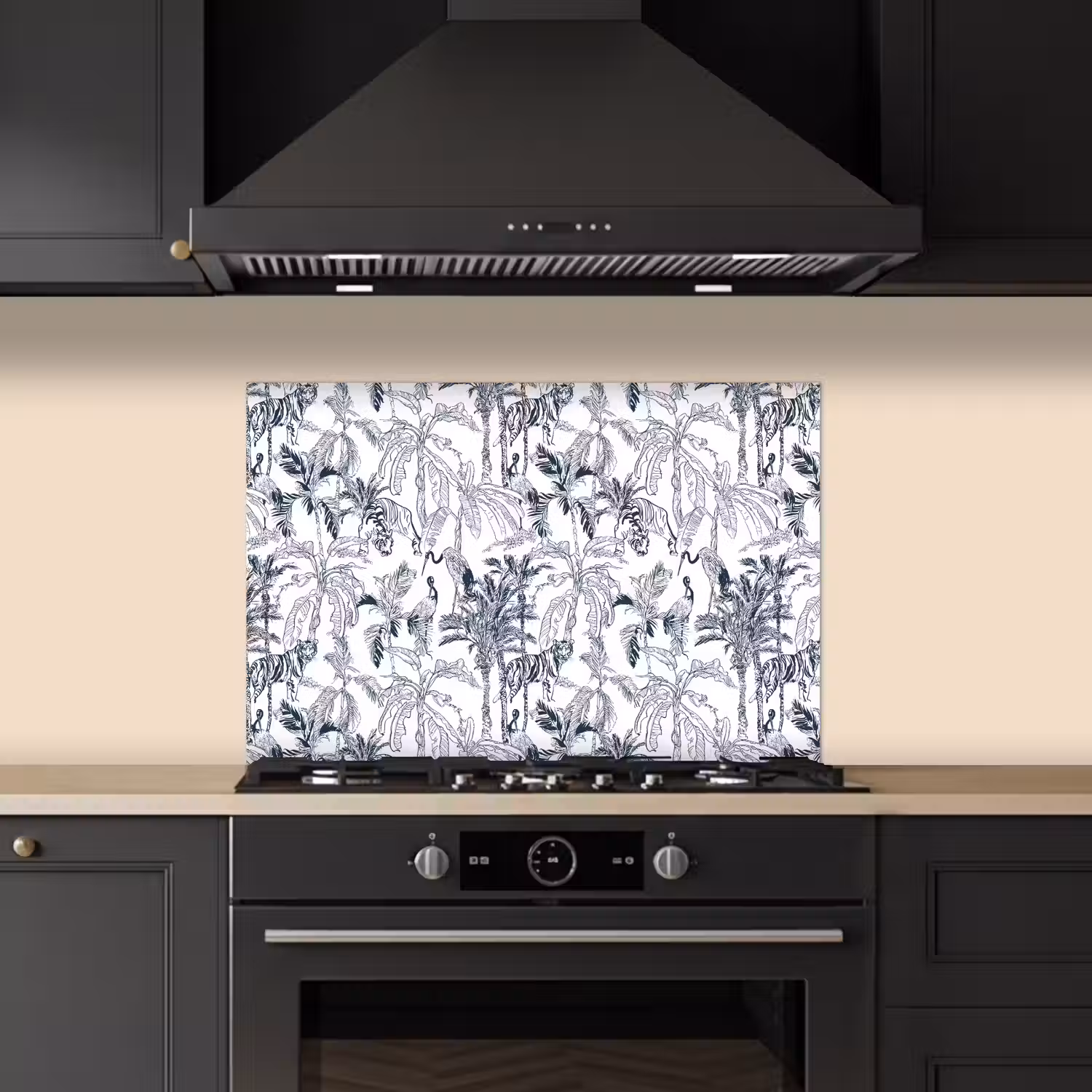 Tijger - Jungle - Blauw keuken achterwand spatscherm klein 900 -sfeer1