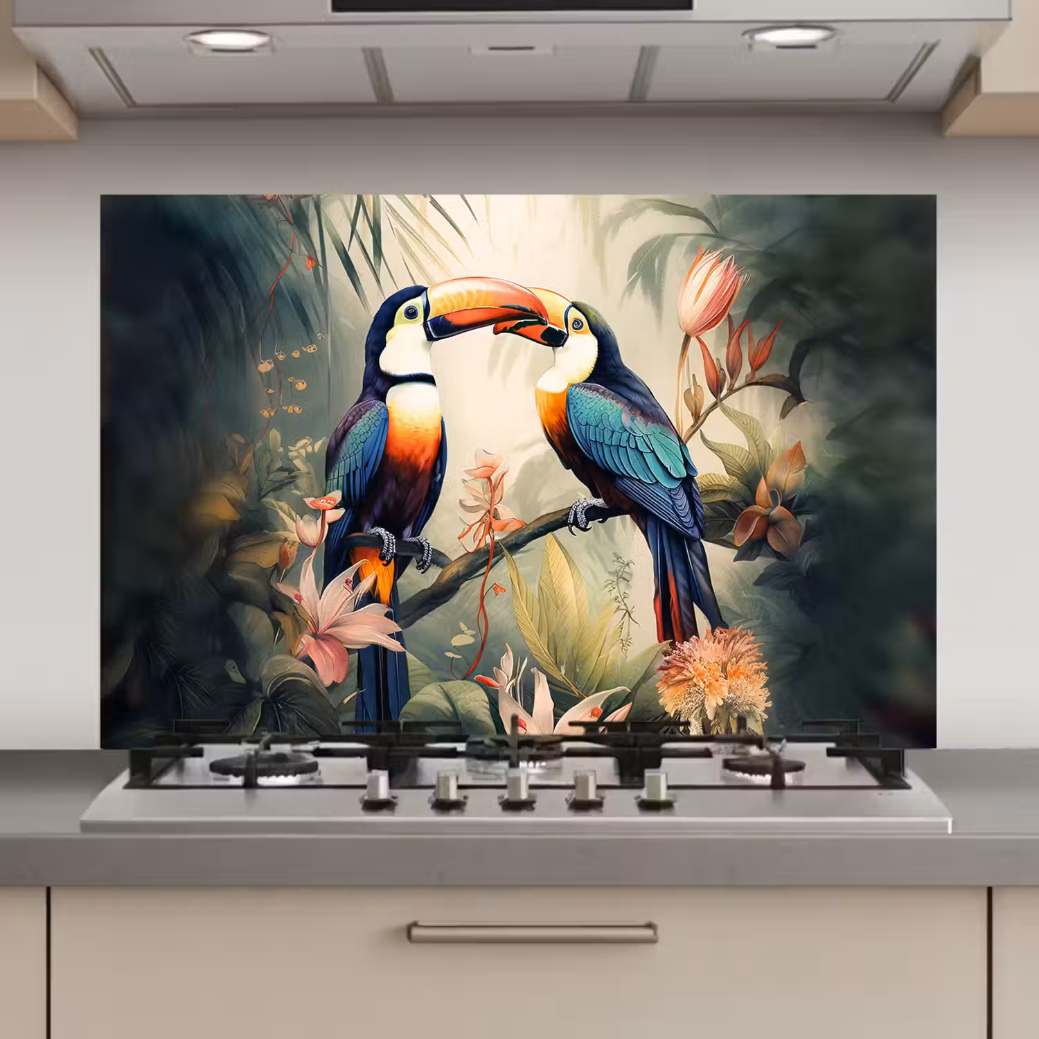 Toekan - Vogels - Bloemen - Natuur - Jungle keuken achterwand spatscherm klein -3d_website