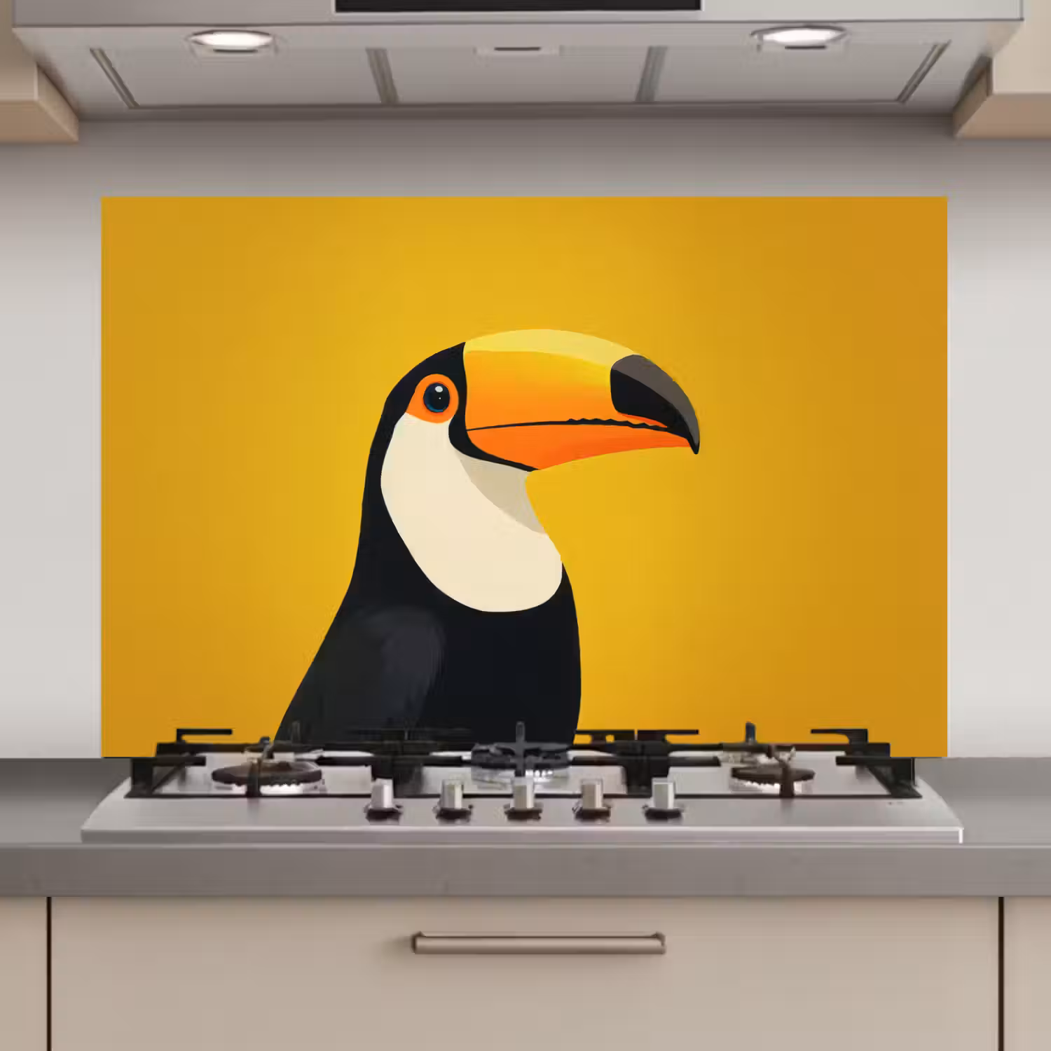 Toekan - Minimalistisch - Snavel - Oranje keuken achterwand spatscherm klein -3d_website