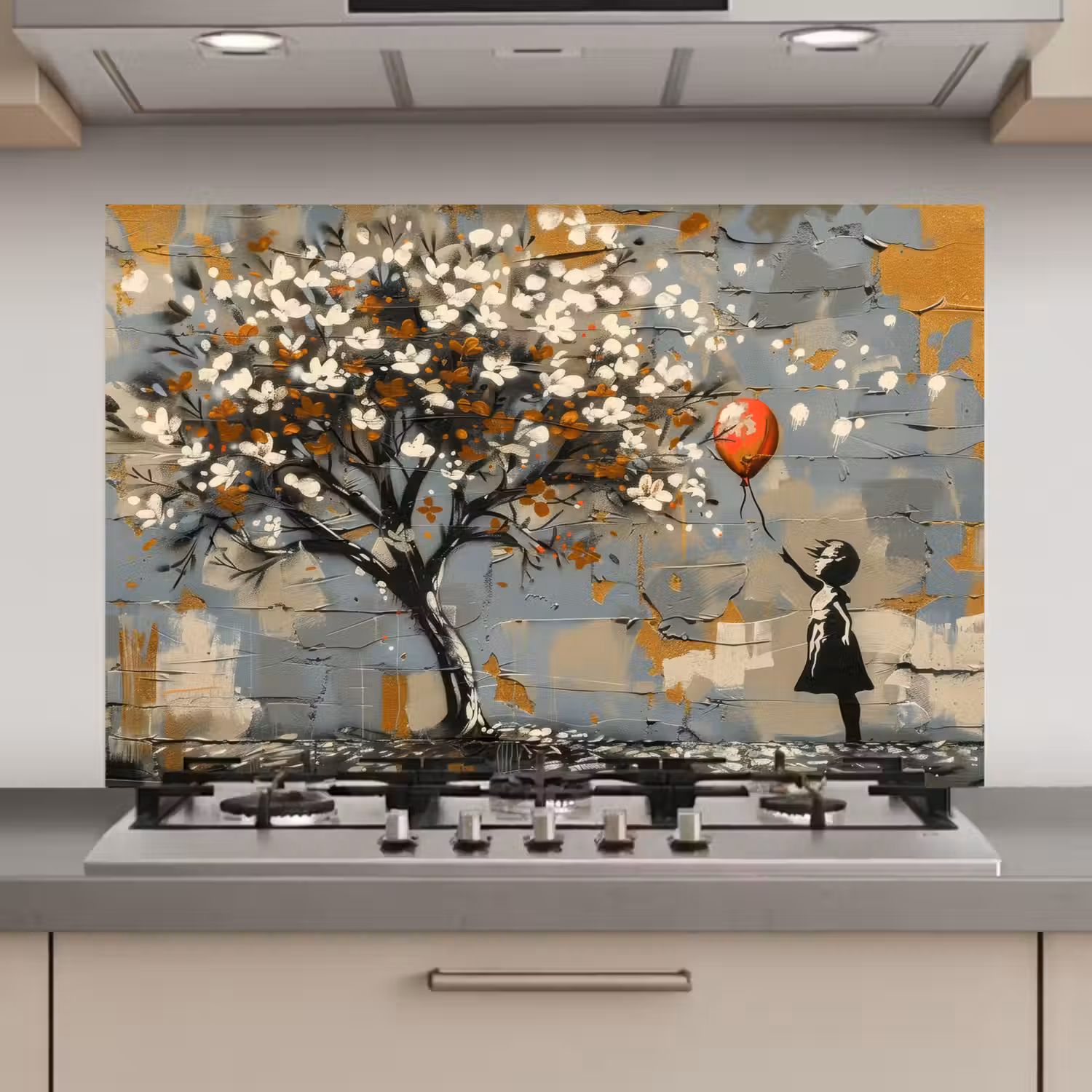 Boom - Graffiti - Banksy Style - Balloon Girl keuken achterwand spatscherm klein -3d_website