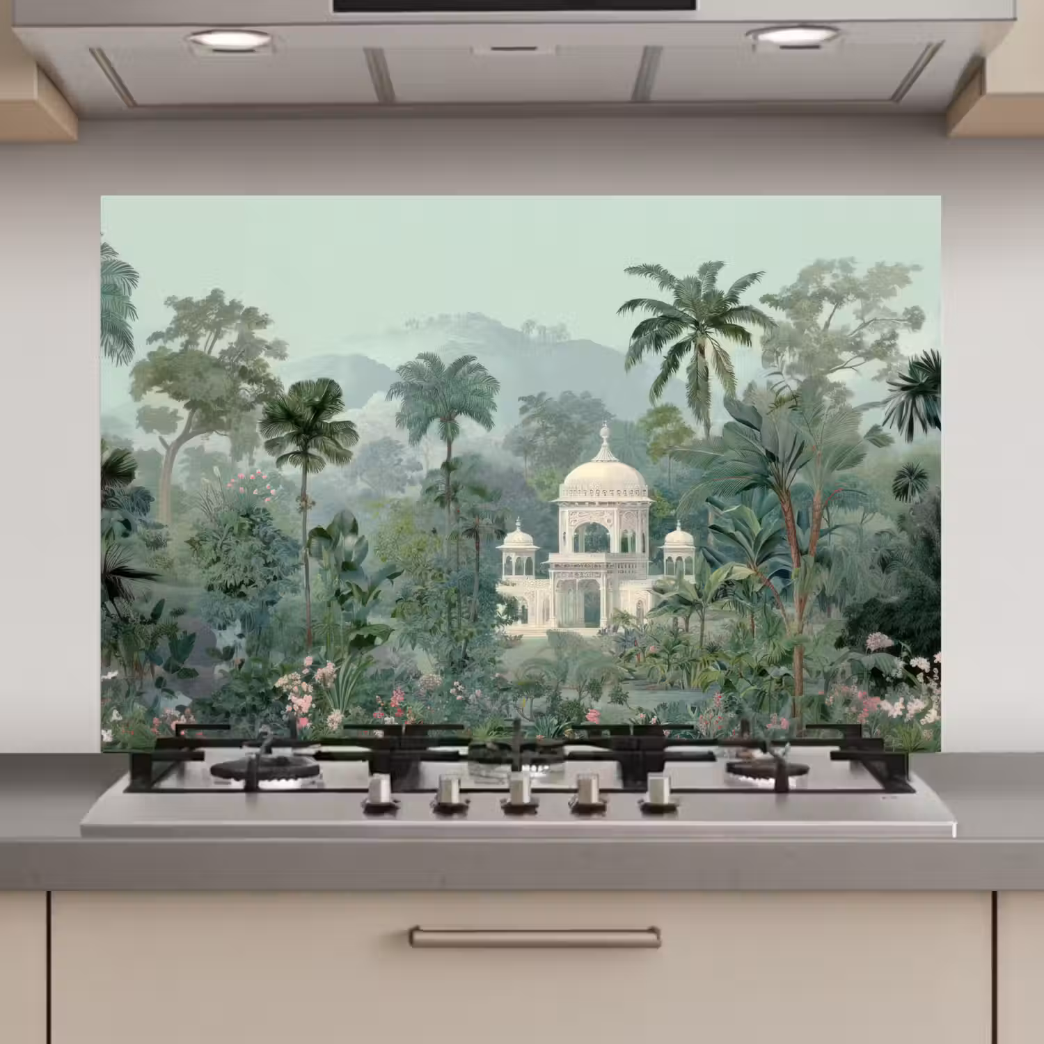 Tropische tuin - Koepelgebouw - Bloemen keuken achterwand spatscherm klein -3d_website