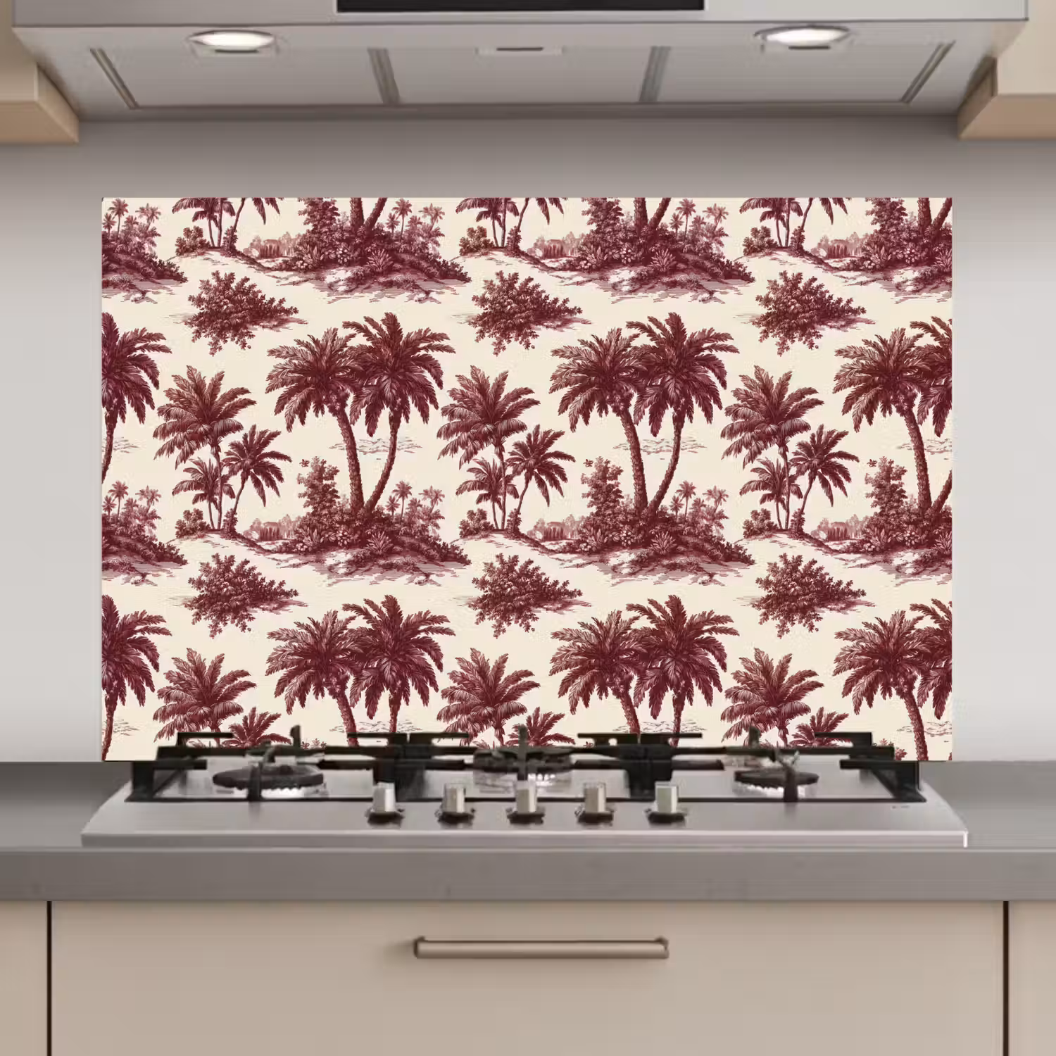 Tropisch - Geometrisch - Bordeauxrood keuken achterwand spatscherm klein 900 -3d_website