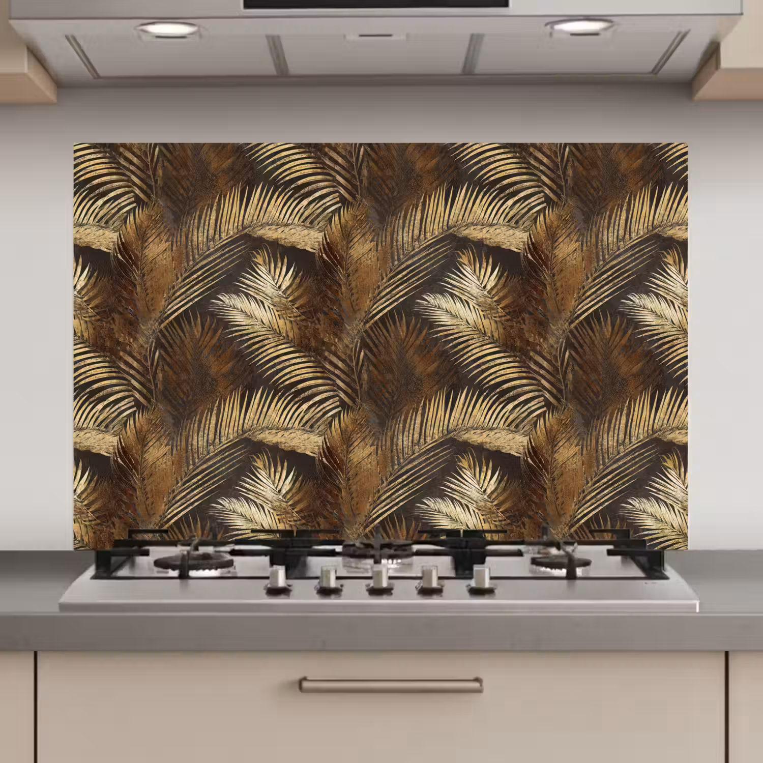 Tropisch - Bladeren - Goud keuken achterwand spatscherm klein 900 -3d_website