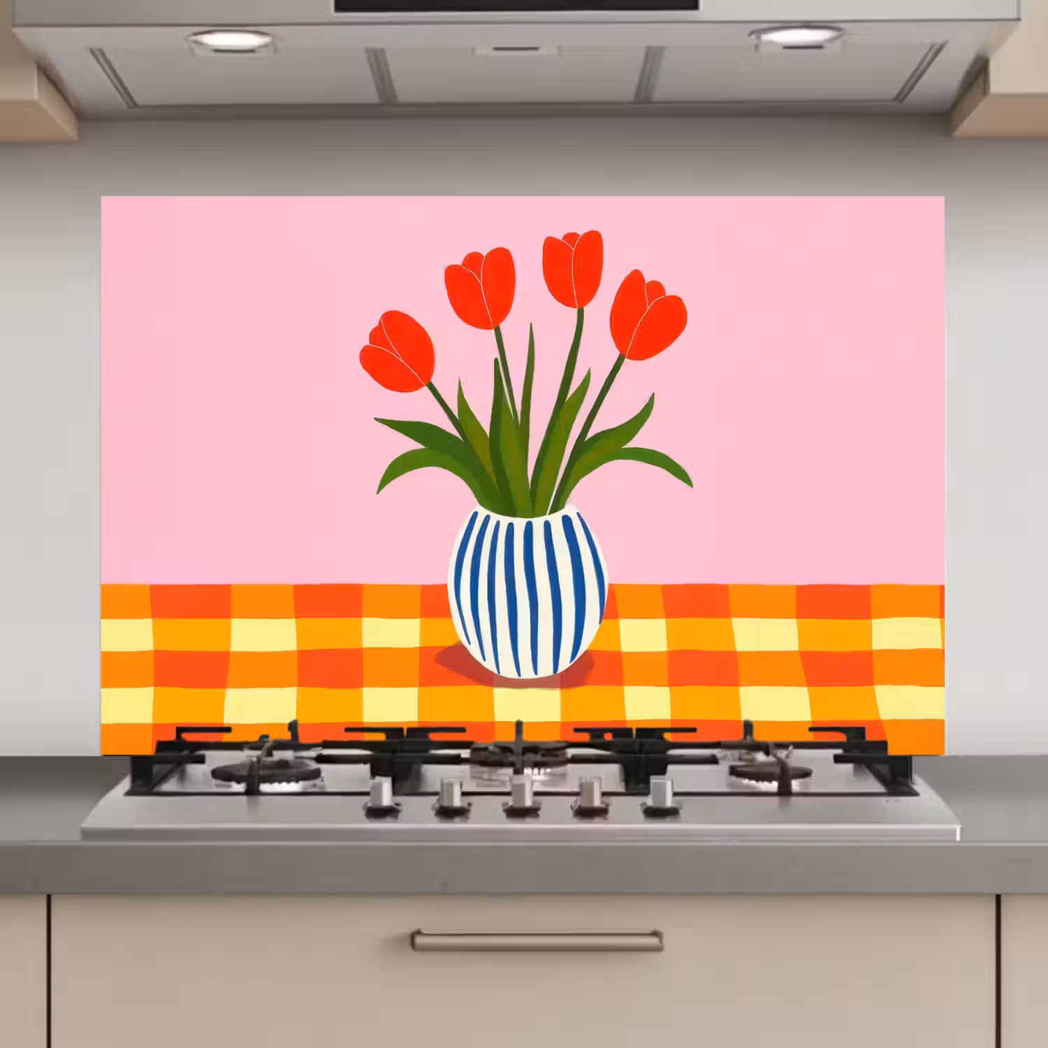Tulpen - Roze - Vaas keuken achterwand spatscherm klein -3d_website