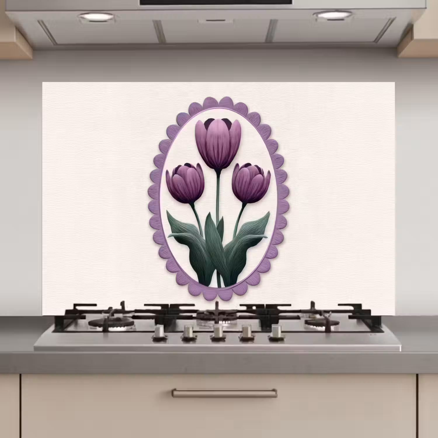 Tulpen - Paars - Lijst - Bladeren keuken achterwand spatscherm klein -3d_website