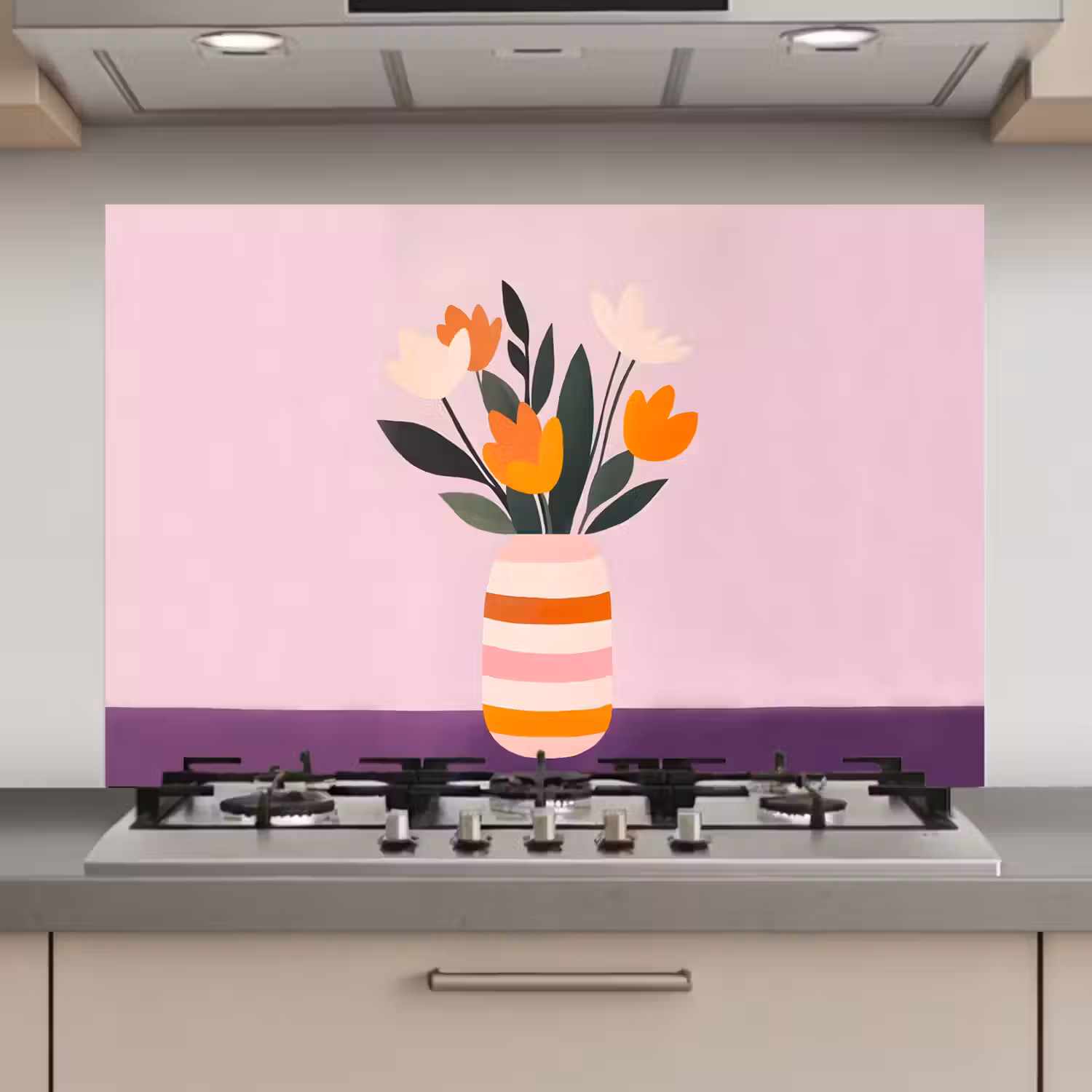 Tulpen - Vaas - Strepen - Paars keuken achterwand spatscherm klein -3d_website